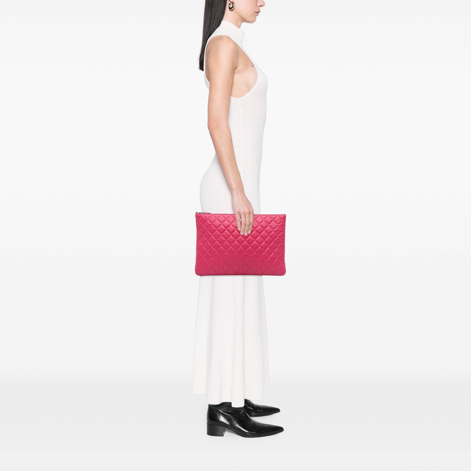 Chanel Large Quilted Lambskin O Case Clutch