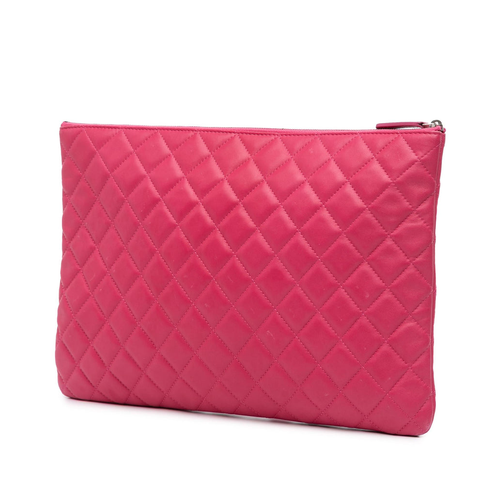 Chanel Large Quilted Lambskin O Case Clutch