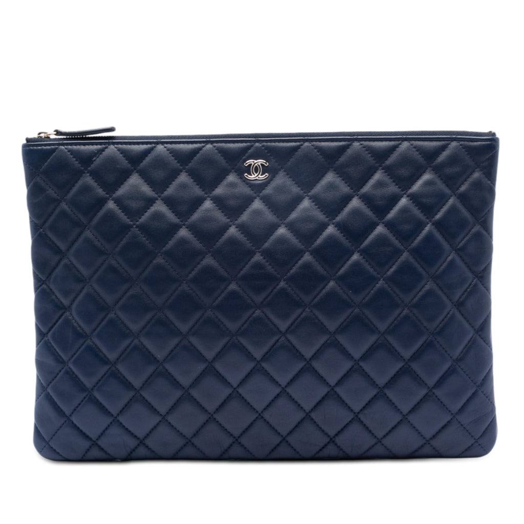 Chanel Large Quilted Lambskin O Case Clutch