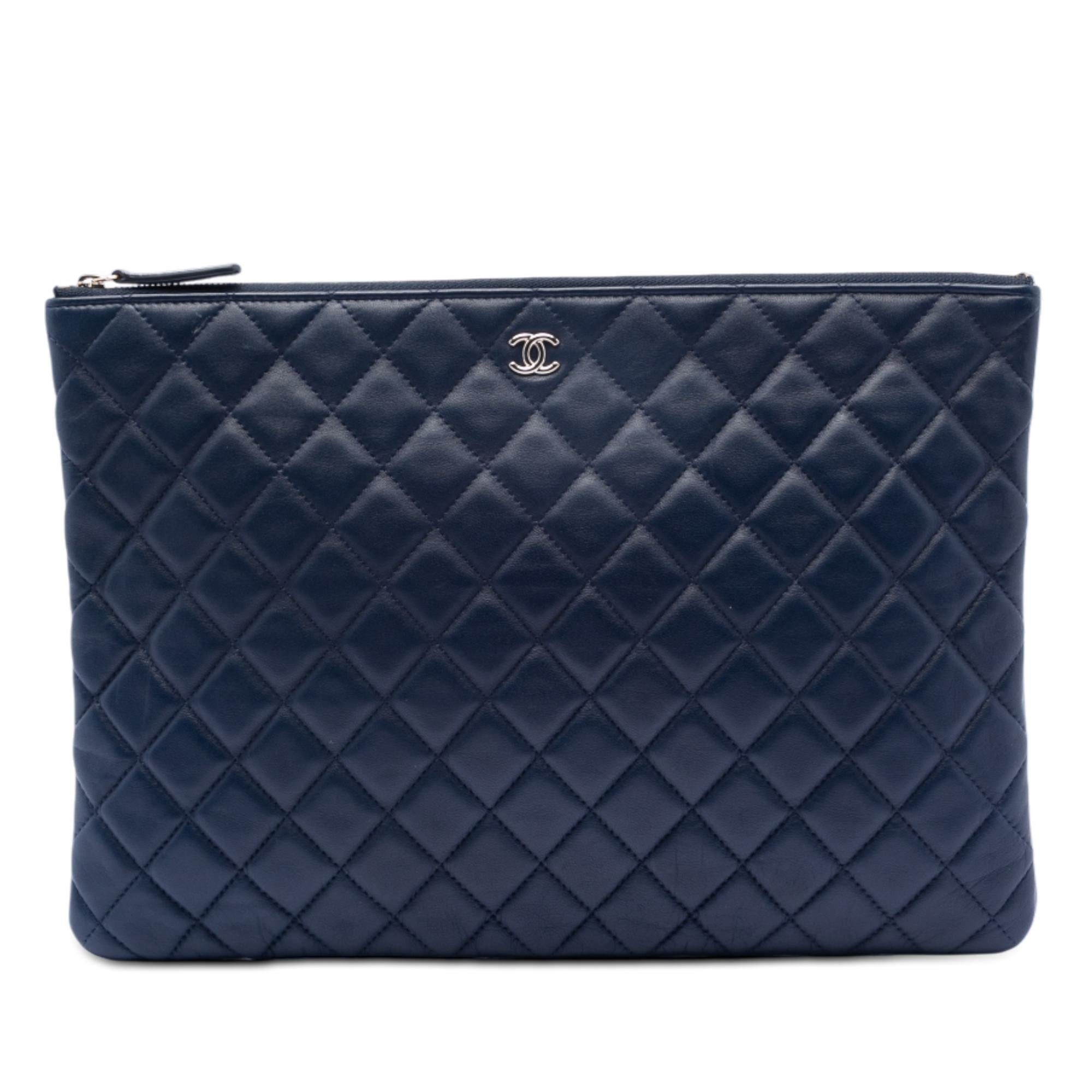 Chanel Large Quilted Lambskin O Case Clutch