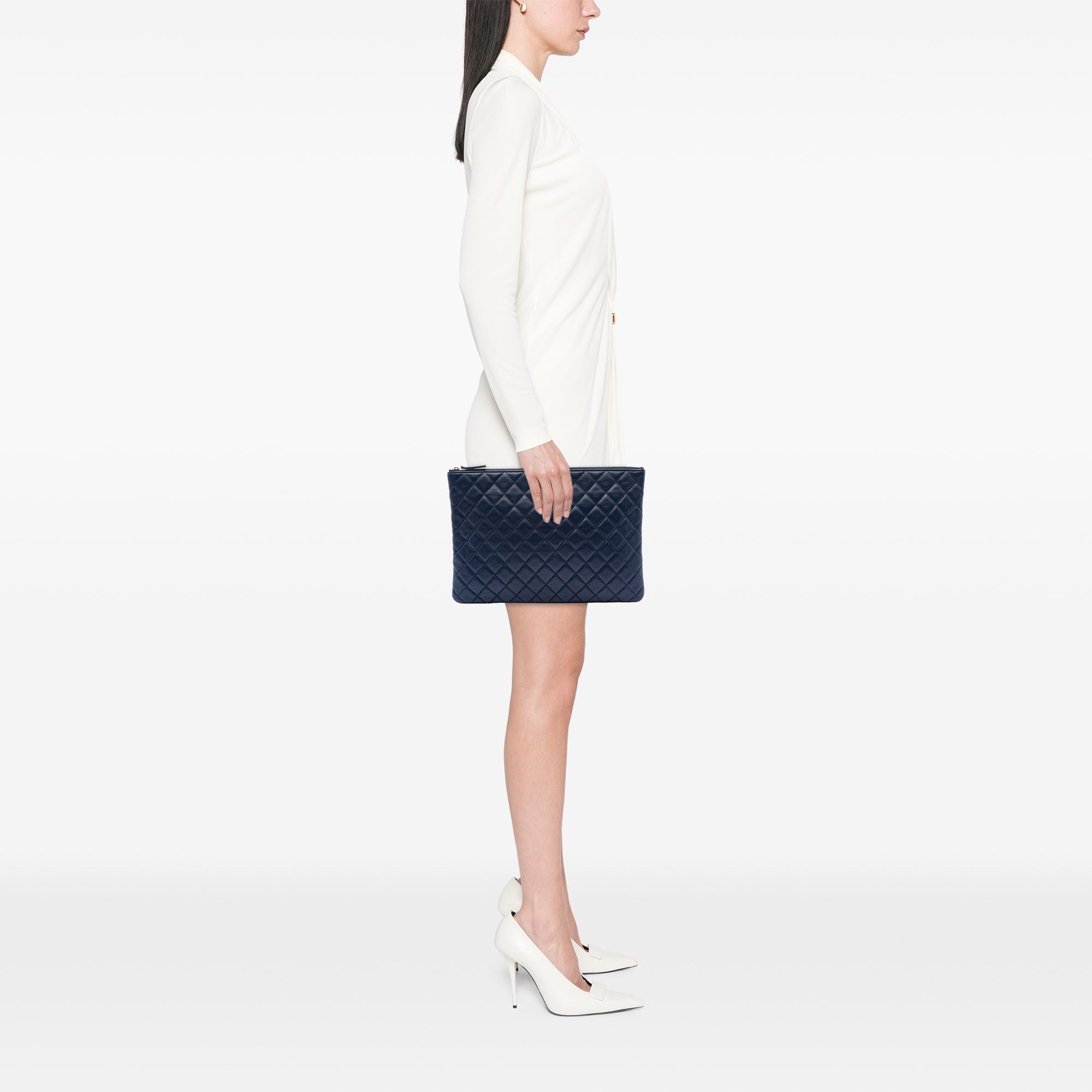 Chanel Large Quilted Lambskin O Case Clutch