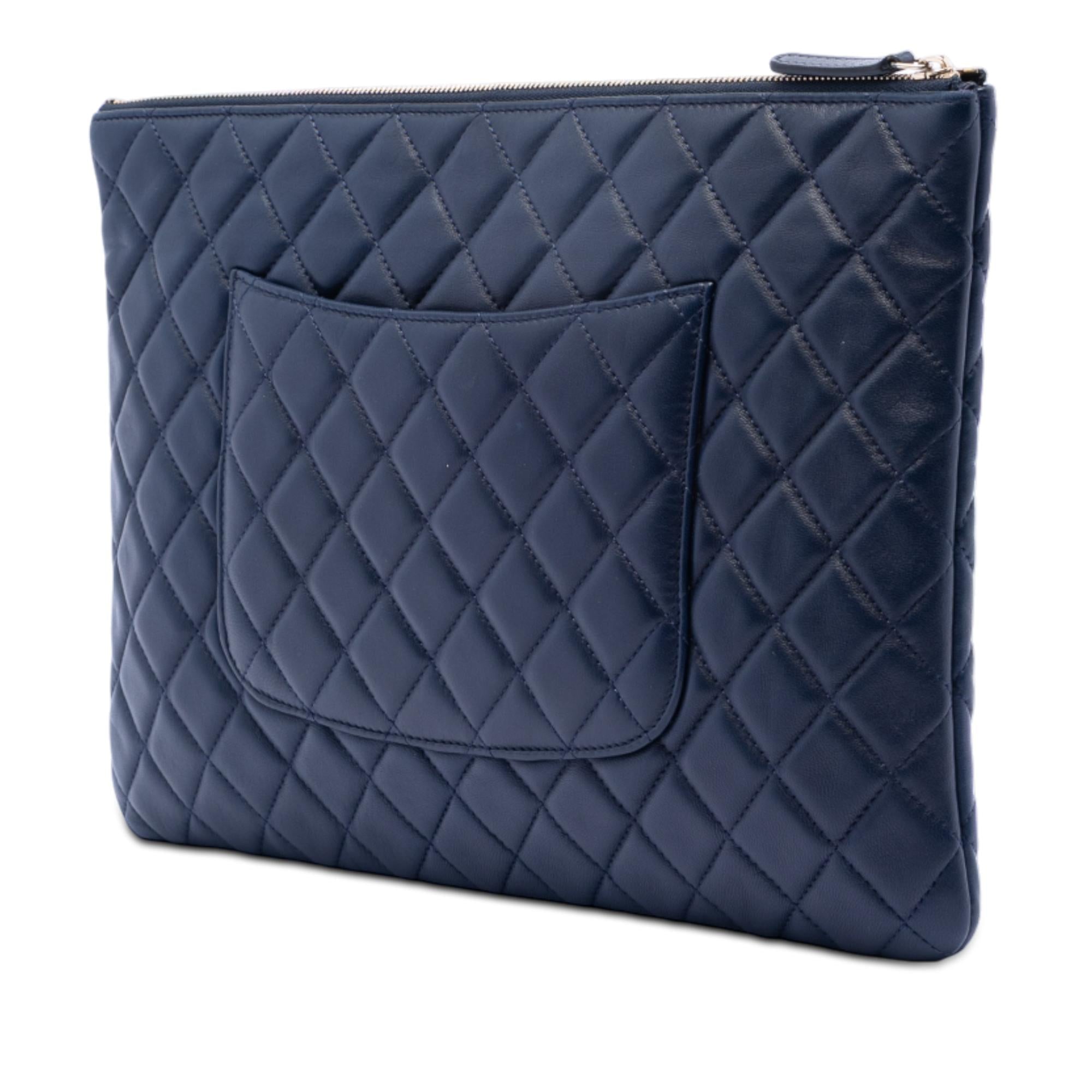 Chanel Large Quilted Lambskin O Case Clutch