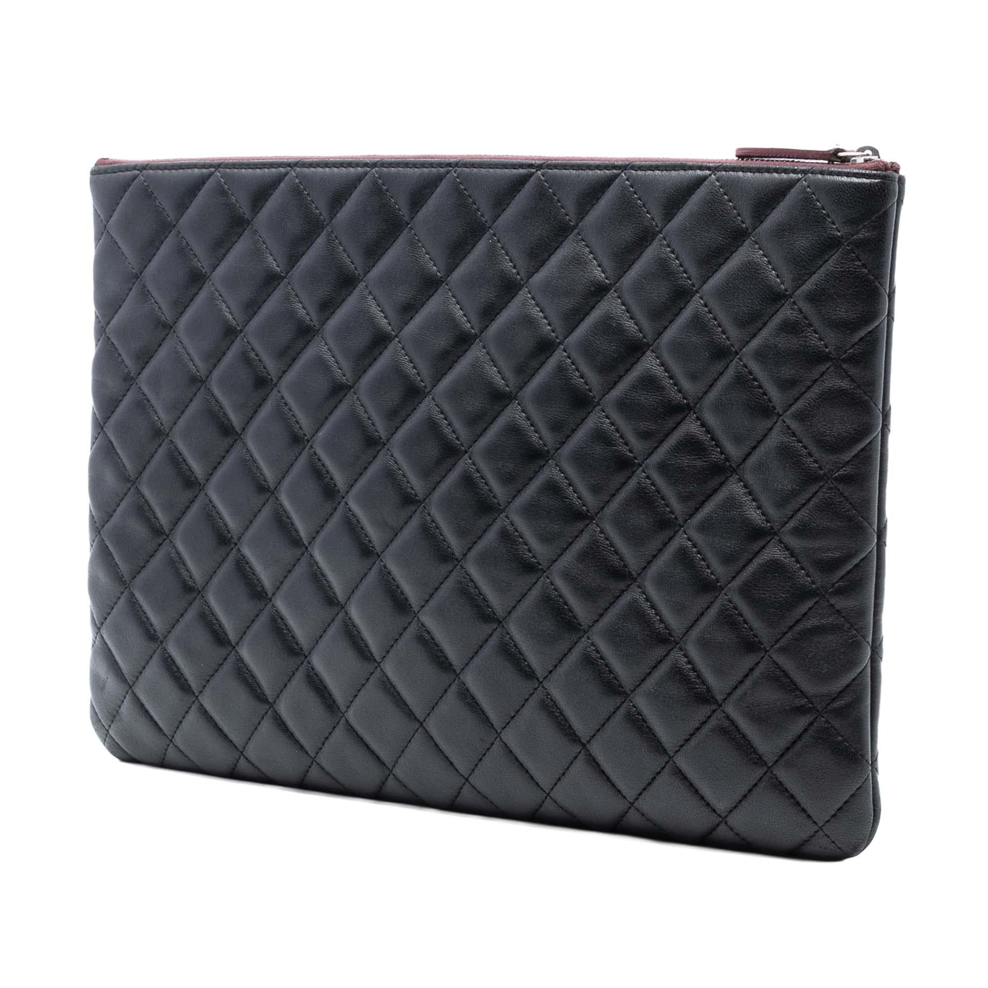 Chanel Large Quilted Lambskin O Case Clutch