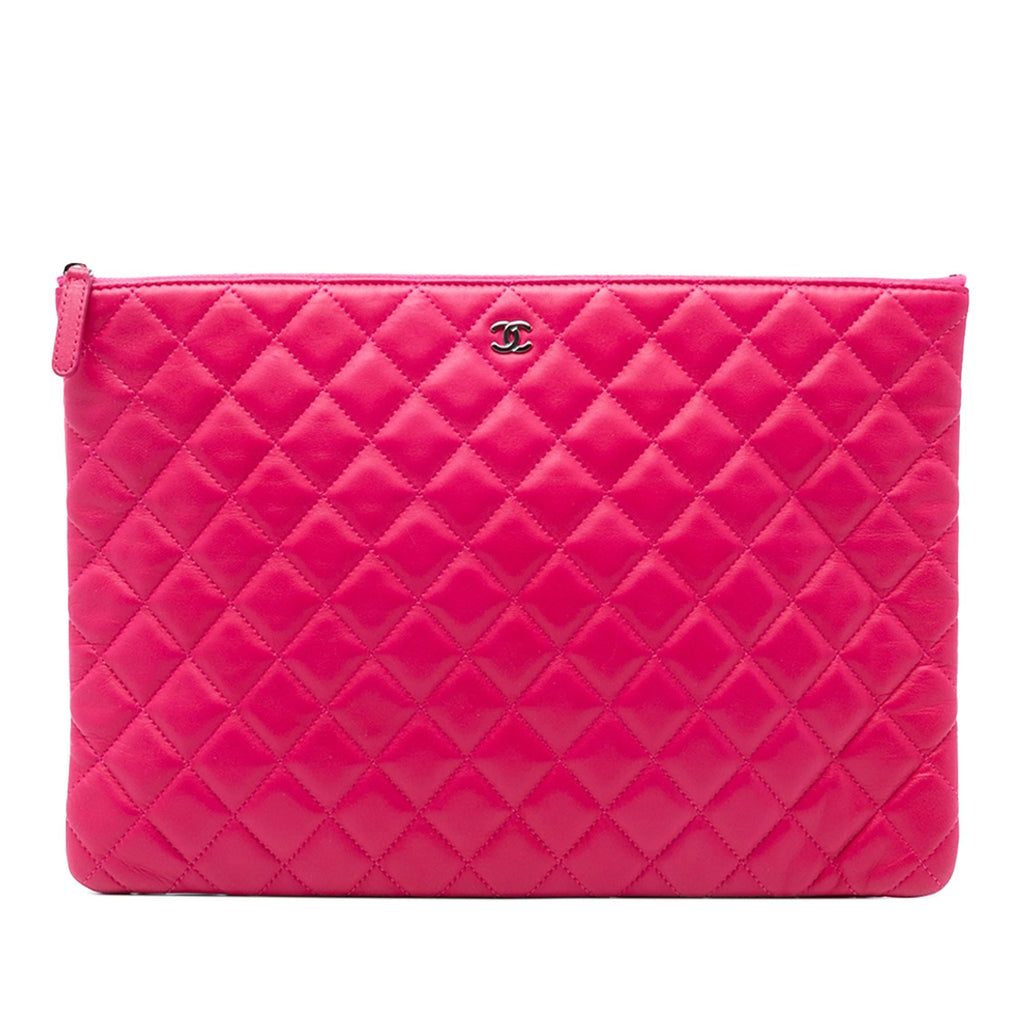 Chanel Large Quilted Lambskin O Case Clutch