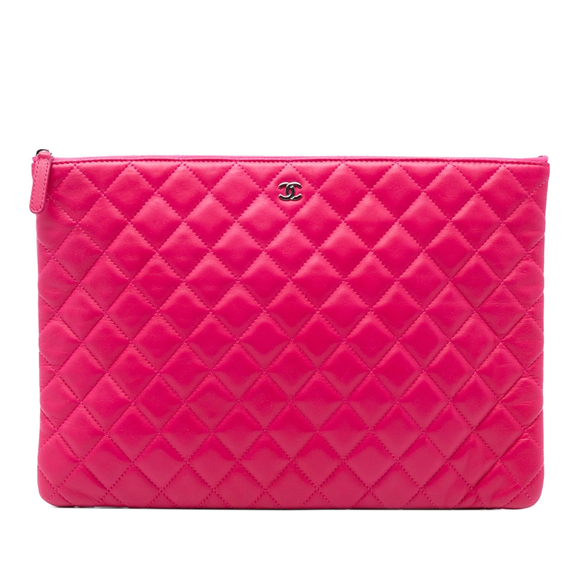 Chanel Large Quilted Lambskin O Case Clutch