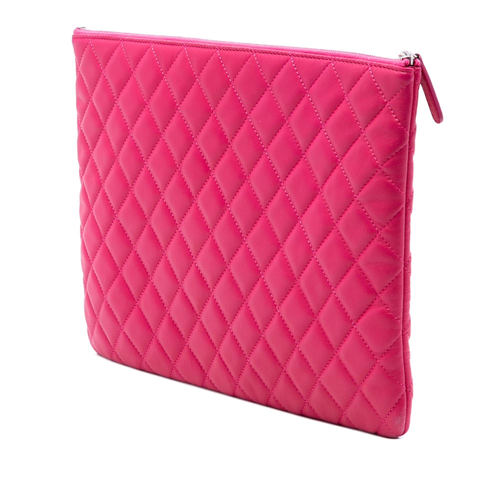 Chanel Large Quilted Lambskin O Case Clutch
