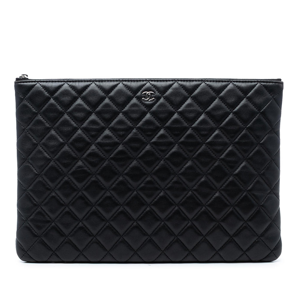 Chanel Large Quilted Lambskin O Case Clutch