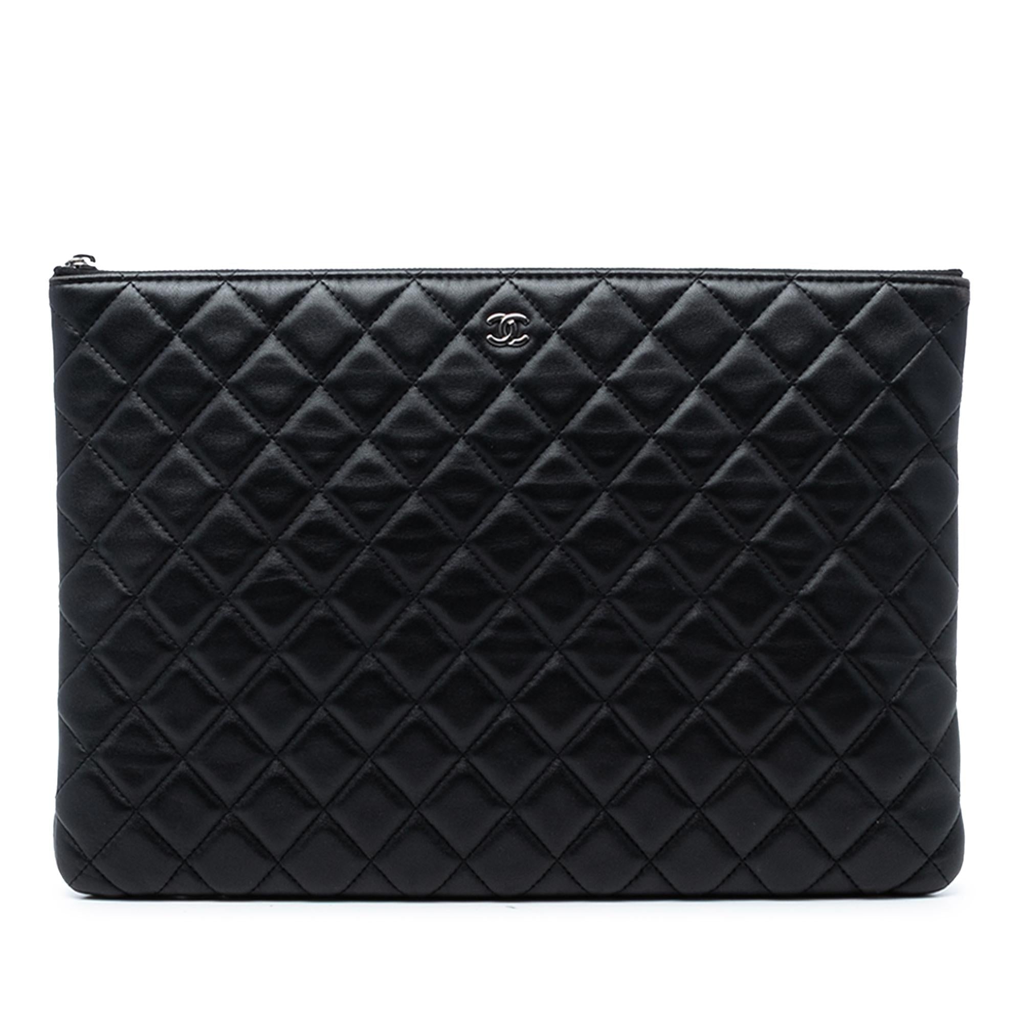 Chanel Large Quilted Lambskin O Case Clutch