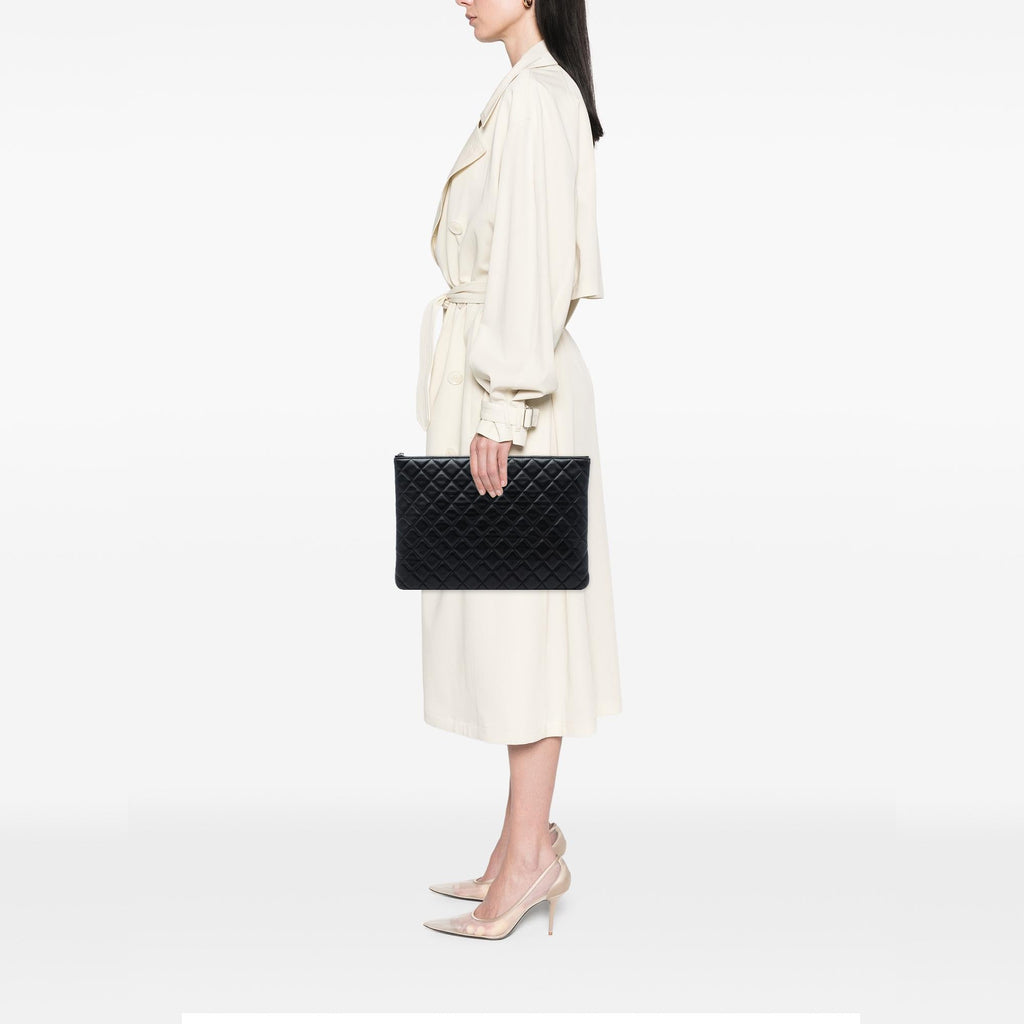 Chanel Large Quilted Lambskin O Case Clutch