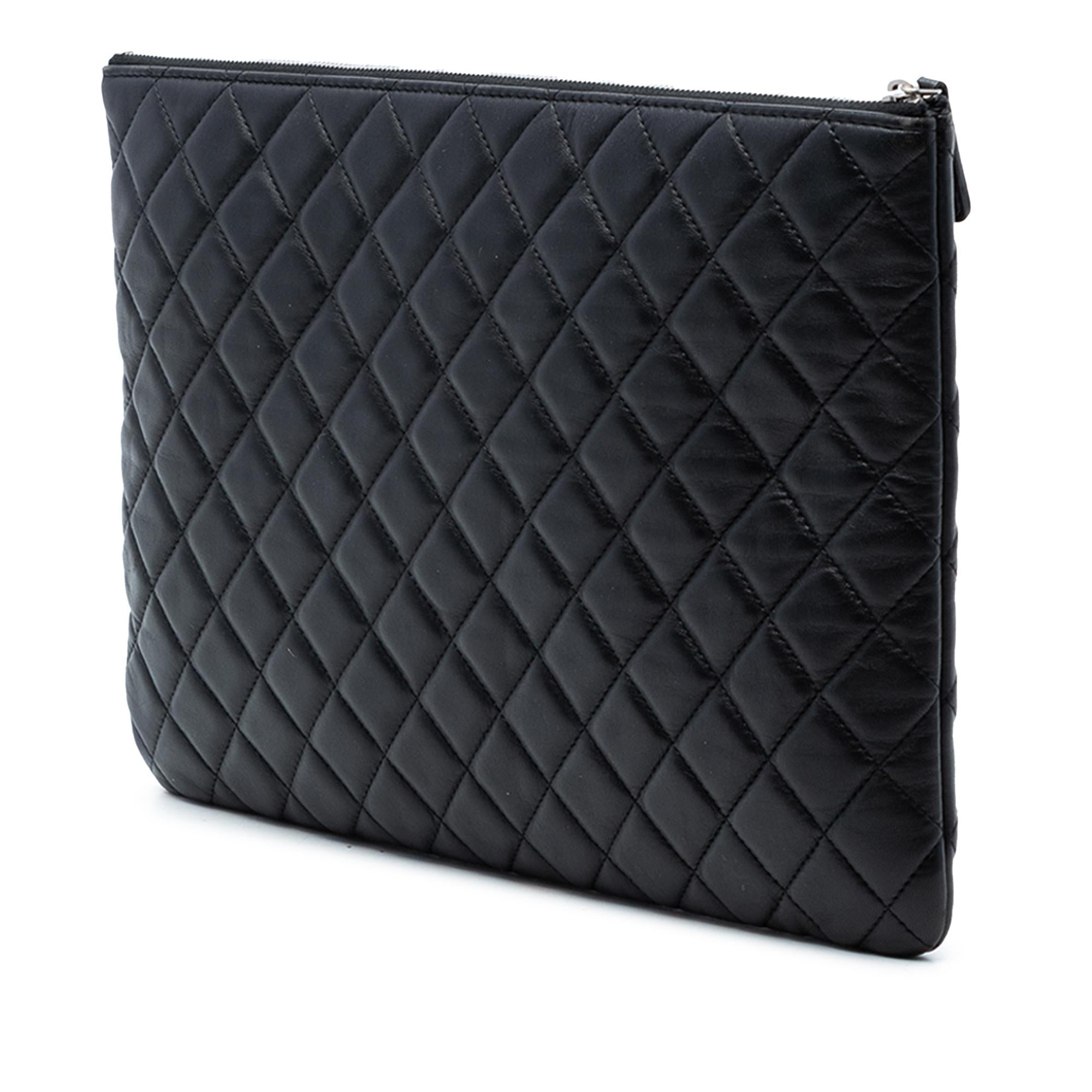 Chanel Large Quilted Lambskin O Case Clutch