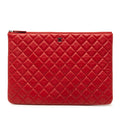Chanel Large Quilted Lambskin O Case Clutch
