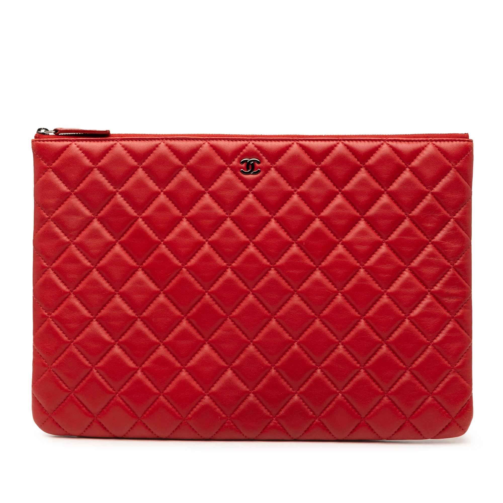 Chanel Large Quilted Lambskin O Case Clutch
