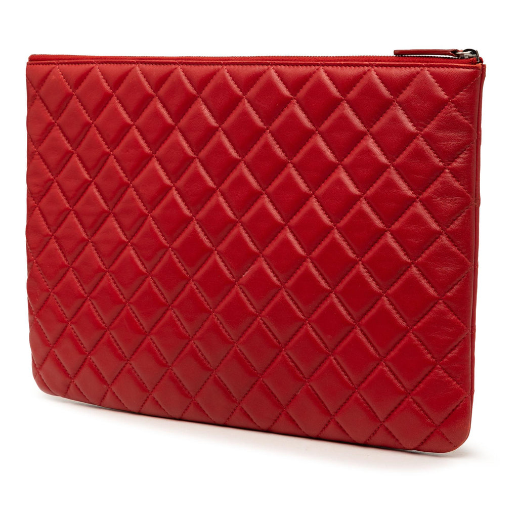 Chanel Large Quilted Lambskin O Case Clutch