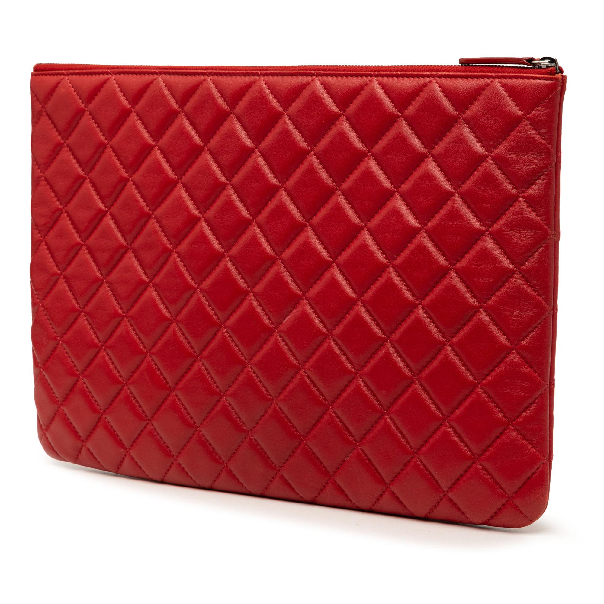 Chanel Large Quilted Lambskin O Case Clutch