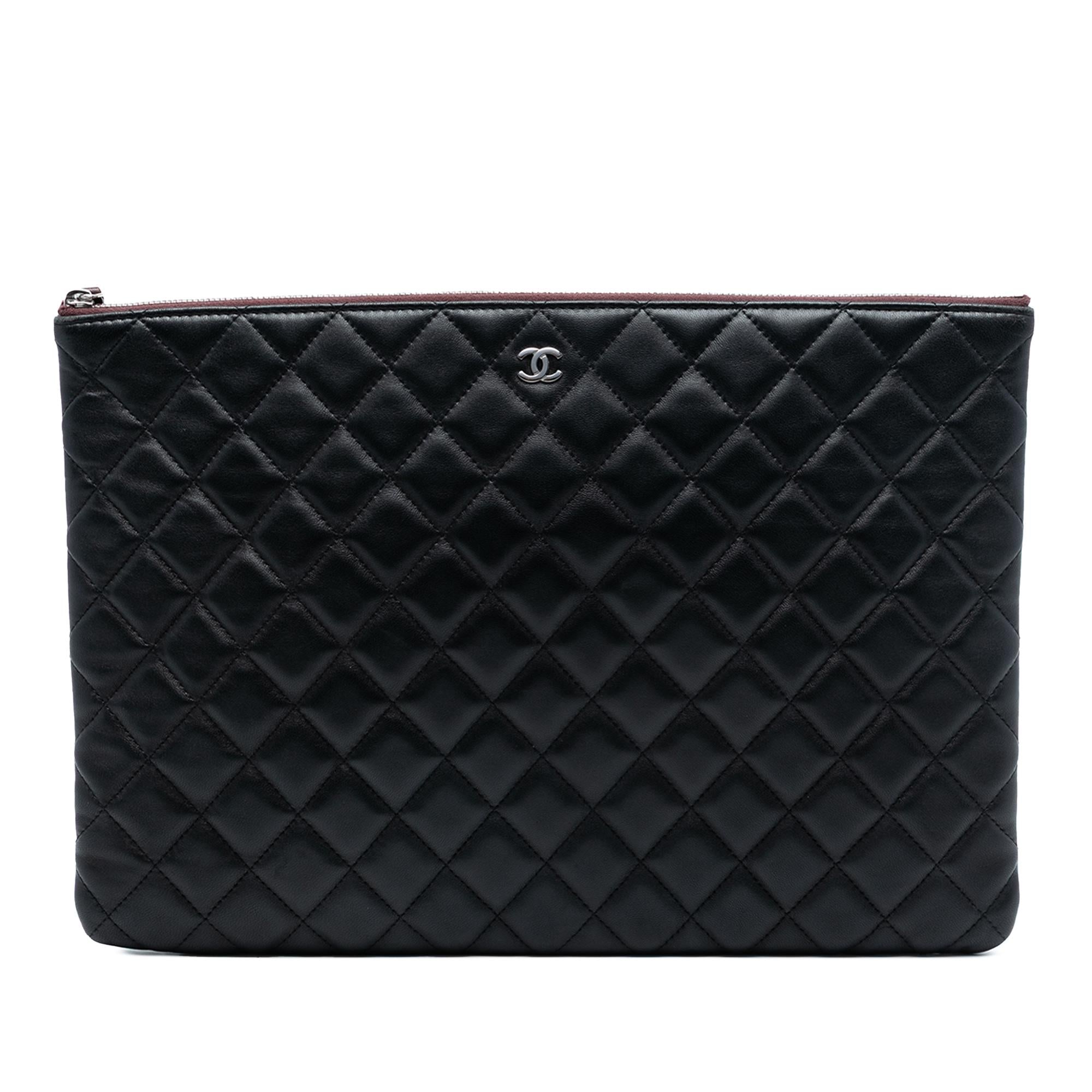 Chanel Large Quilted Lambskin O Case Clutch