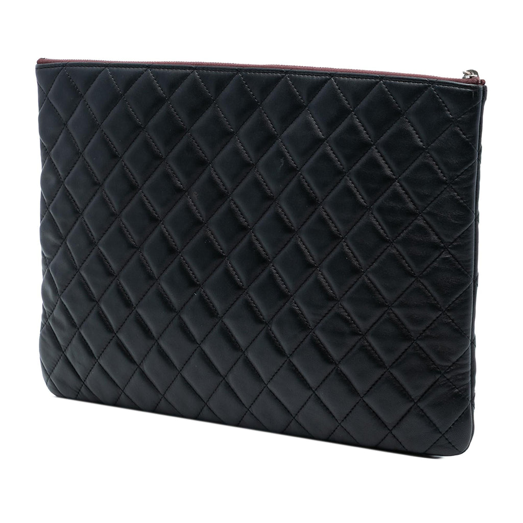 Chanel Large Quilted Lambskin O Case Clutch