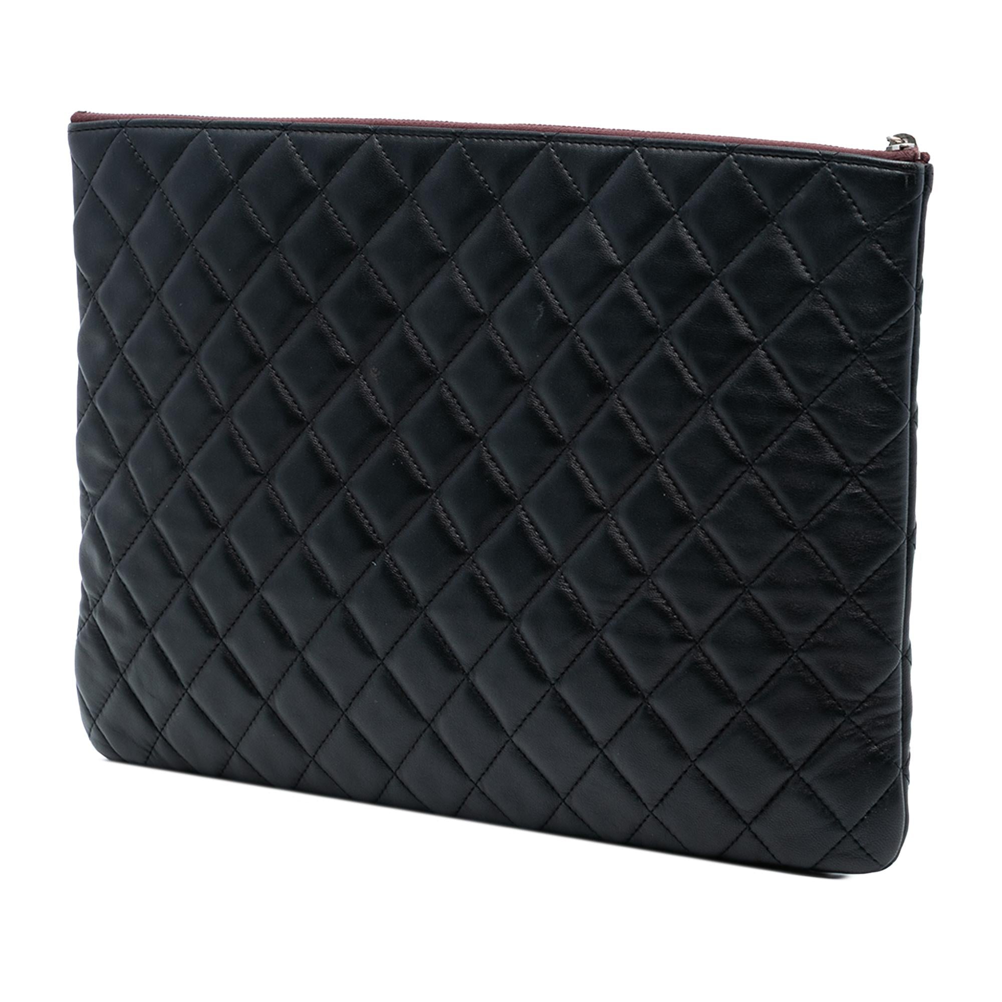 Chanel Large Quilted Lambskin O Case Clutch