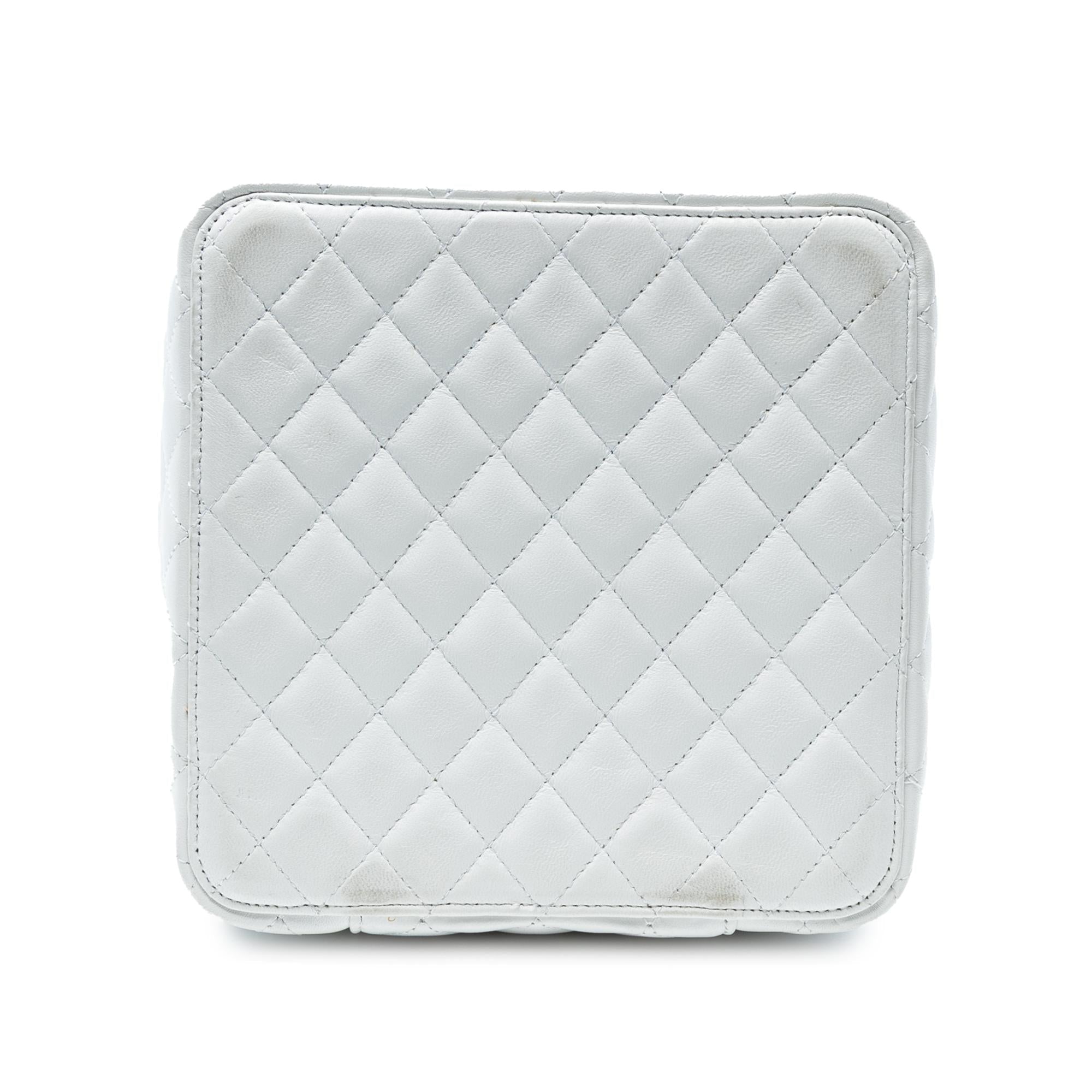 Chanel Large Quilted Lambskin Top Handle Jewelry Box With Chain