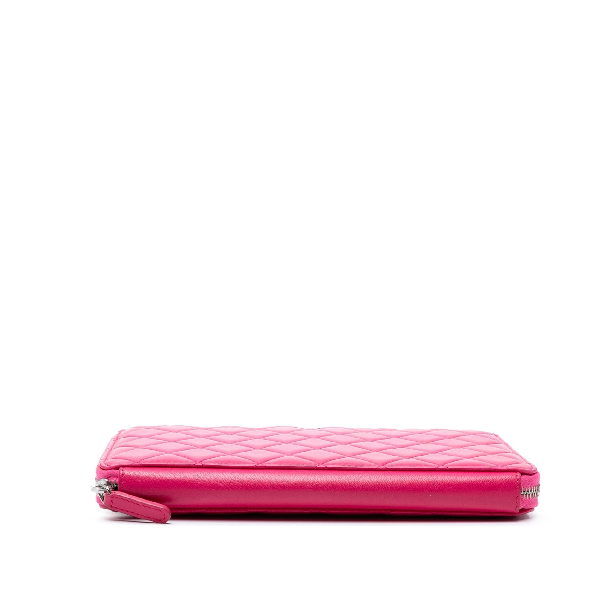 Chanel Large Quilted Lambskin Zip Around Organizer Clutch