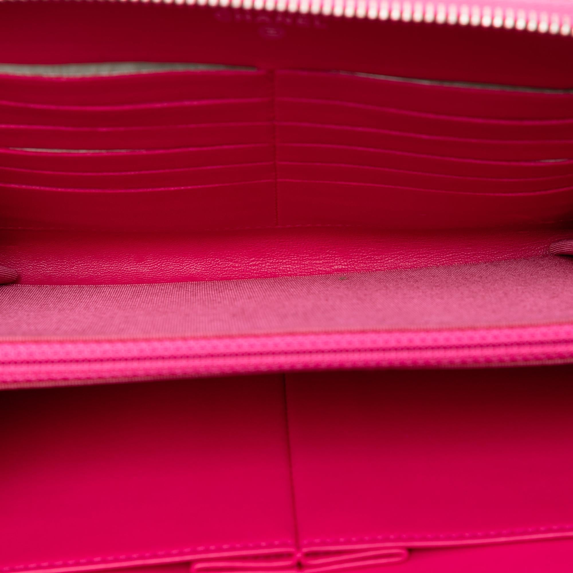 Chanel Large Quilted Lambskin Zip Around Organizer Clutch