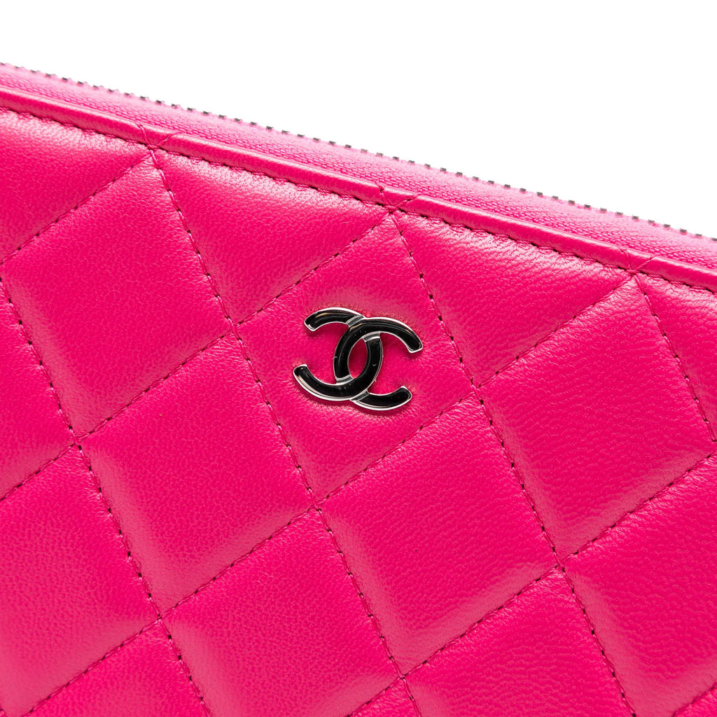 Chanel Large Quilted Lambskin Zip Around Organizer Clutch