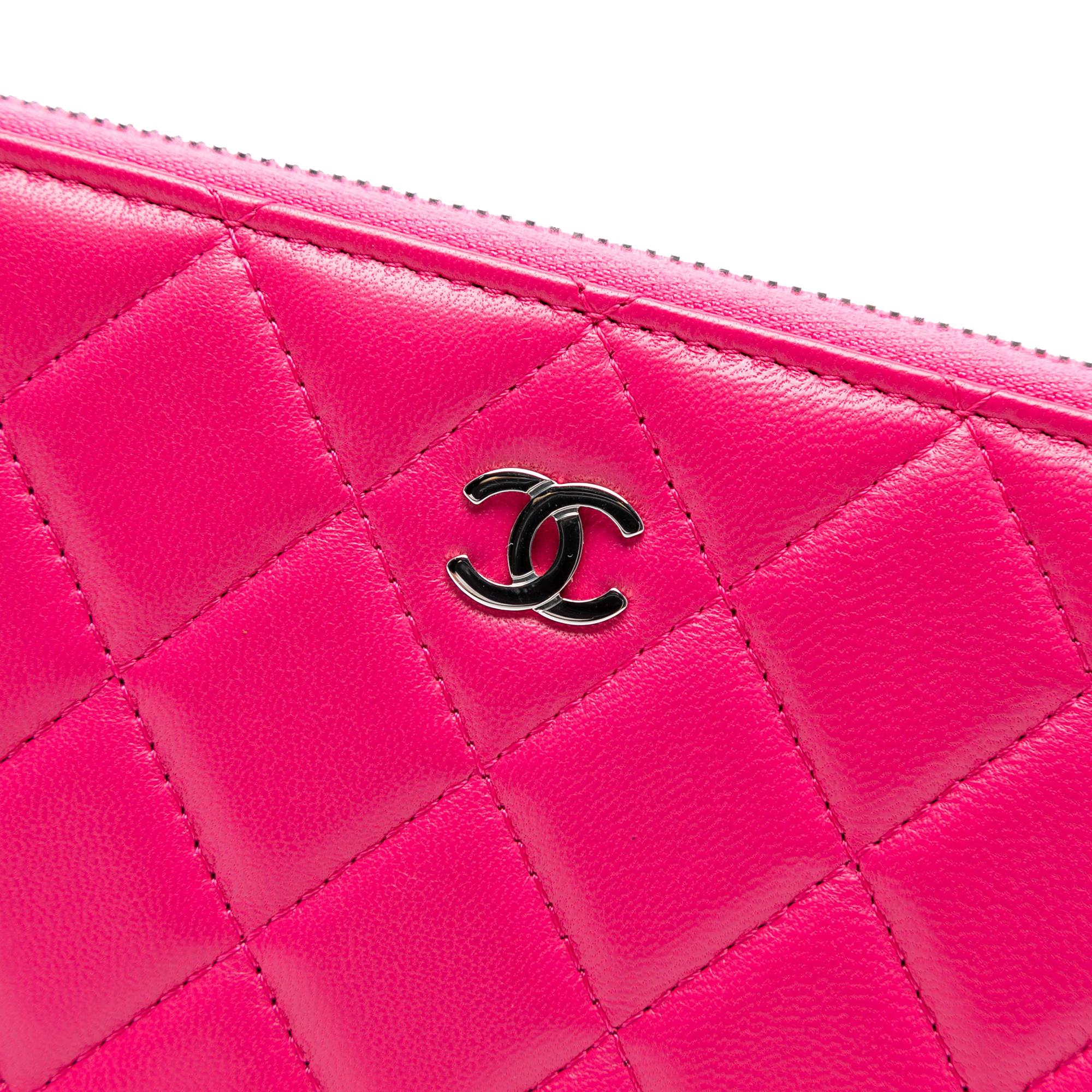 Chanel Large Quilted Lambskin Zip Around Organizer Clutch