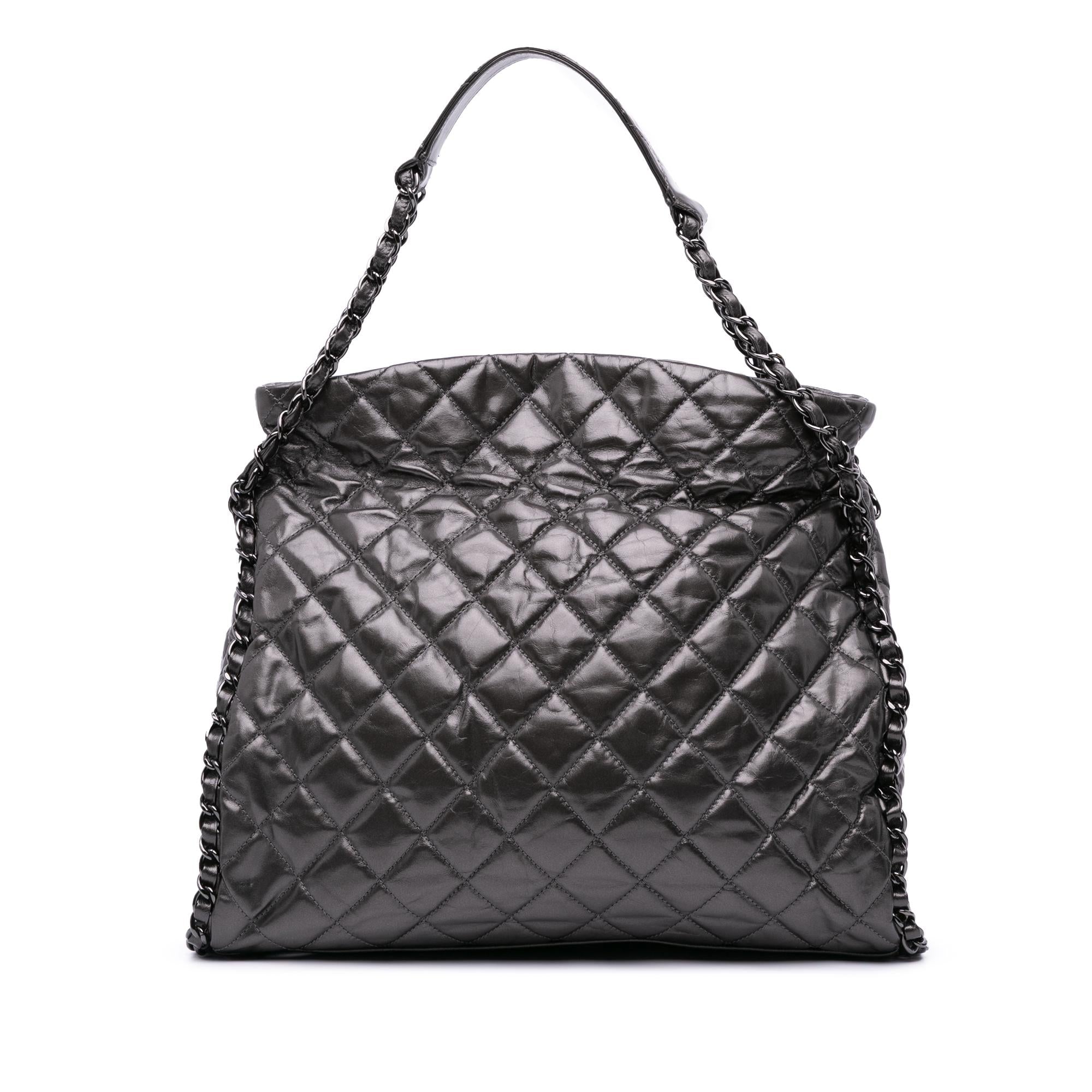 Chanel Large Quilted Metallic Calfskin Chain Me Hobo