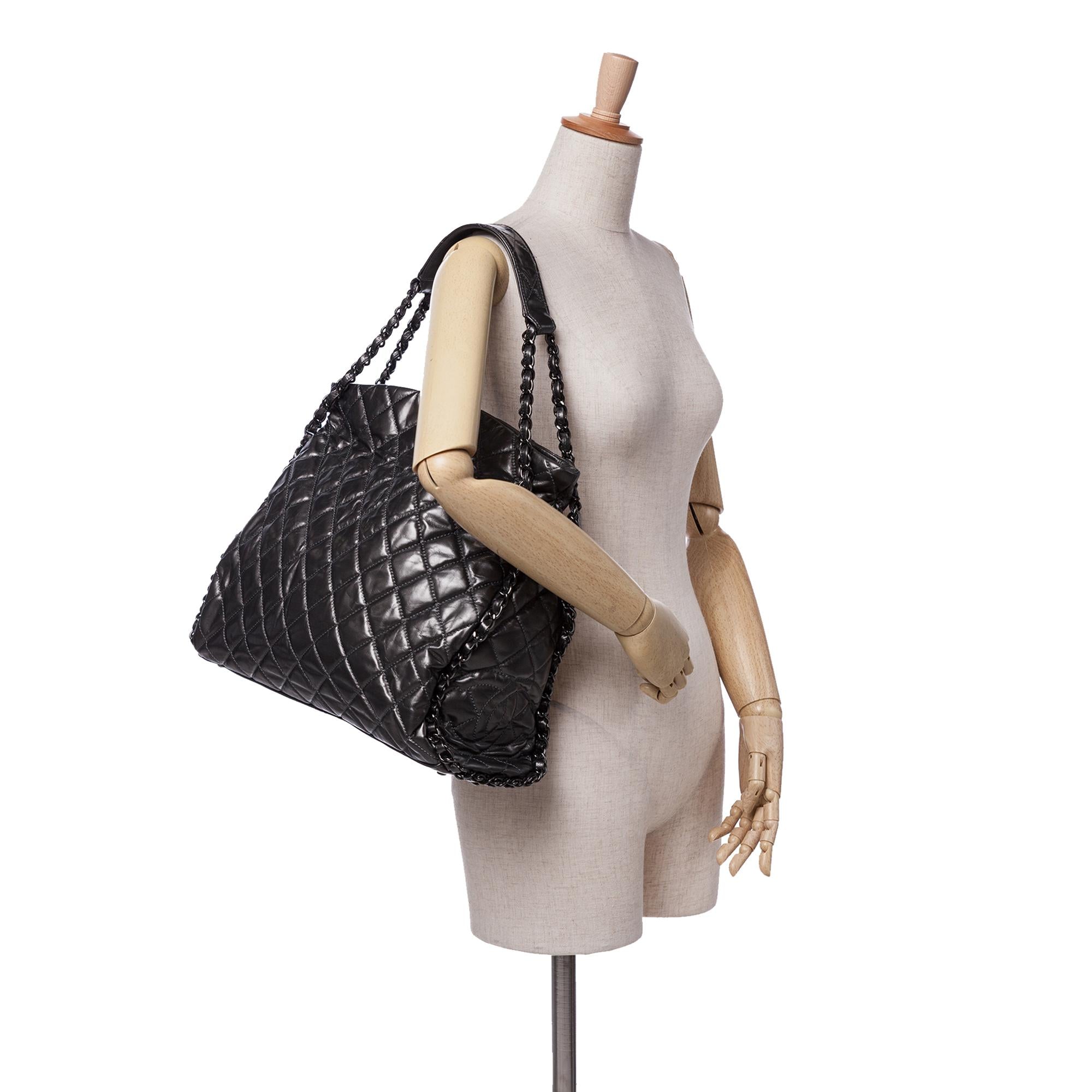 Chanel Large Quilted Metallic Calfskin Chain Me Hobo