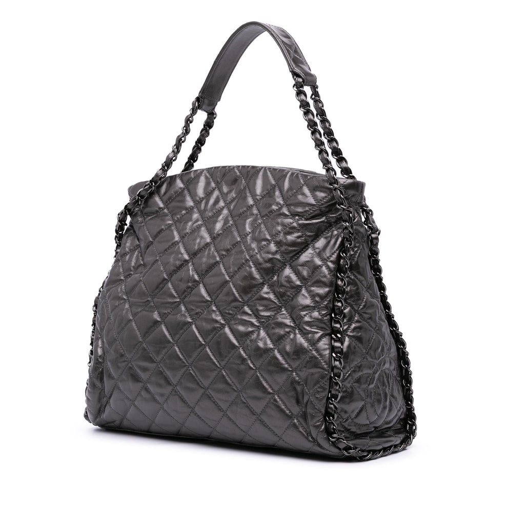 Chanel Large Quilted Metallic Calfskin Chain Me Hobo