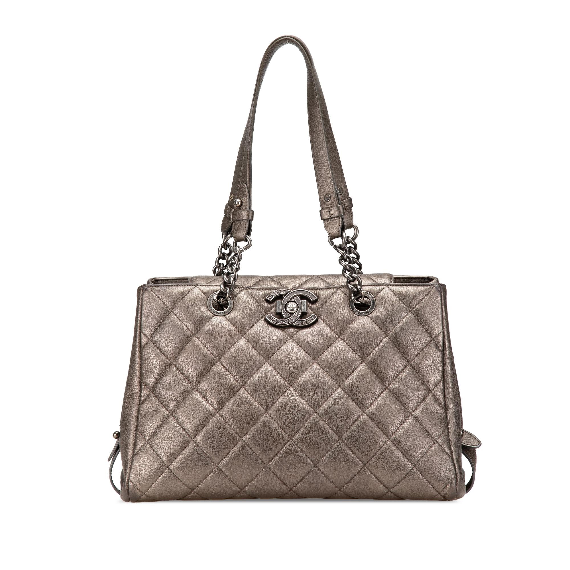 Chanel Large Quilted Metallic Goatskin City Rock Shopping Tote