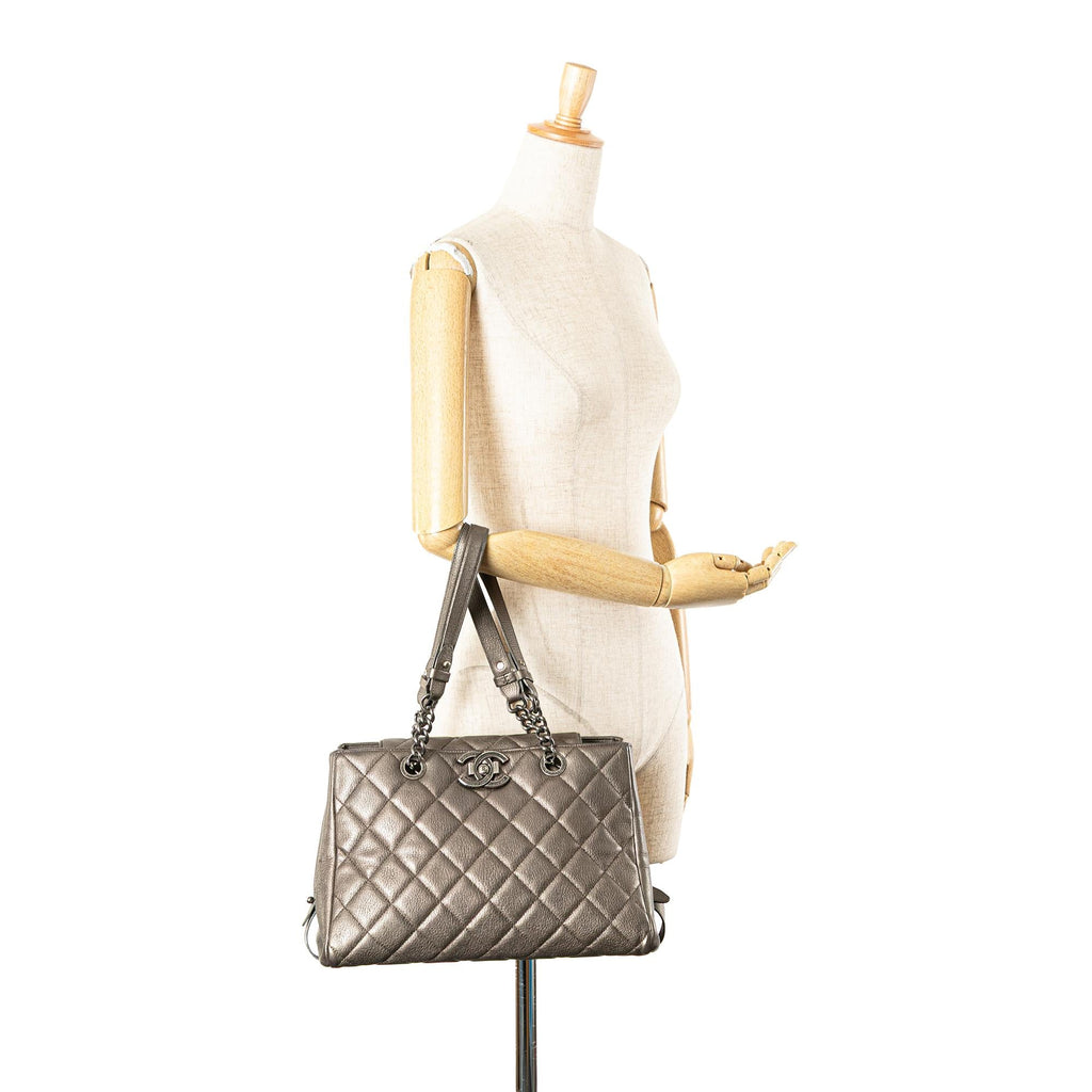 Chanel Large Quilted Metallic Goatskin City Rock Shopping Tote
