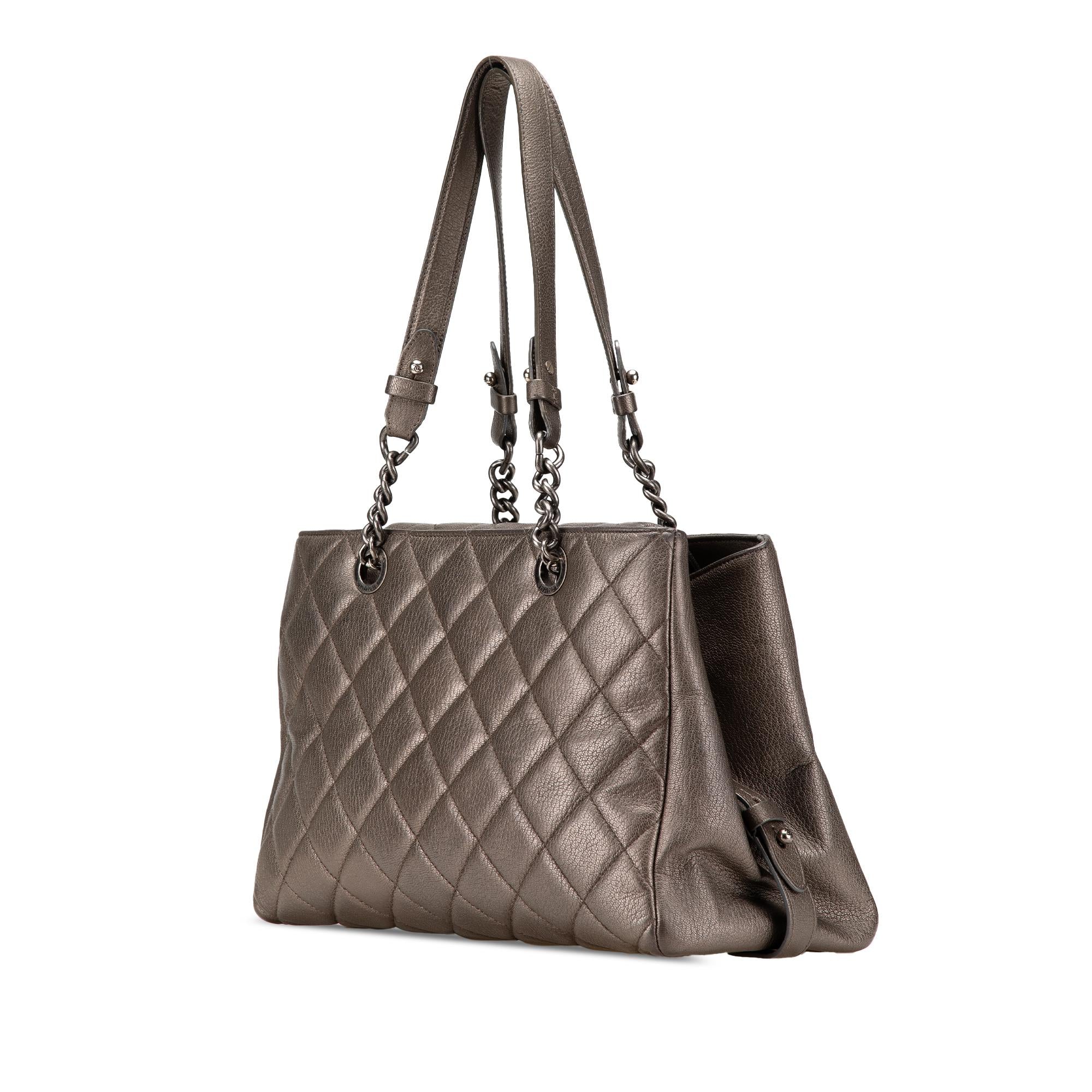 Chanel Large Quilted Metallic Goatskin City Rock Shopping Tote
