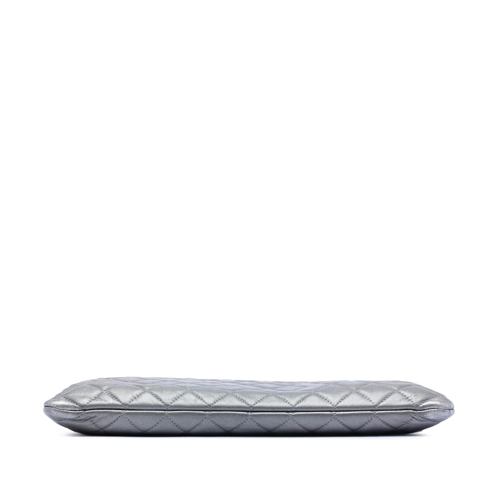 Chanel Large Quilted Metallic Lambskin O Case Clutch