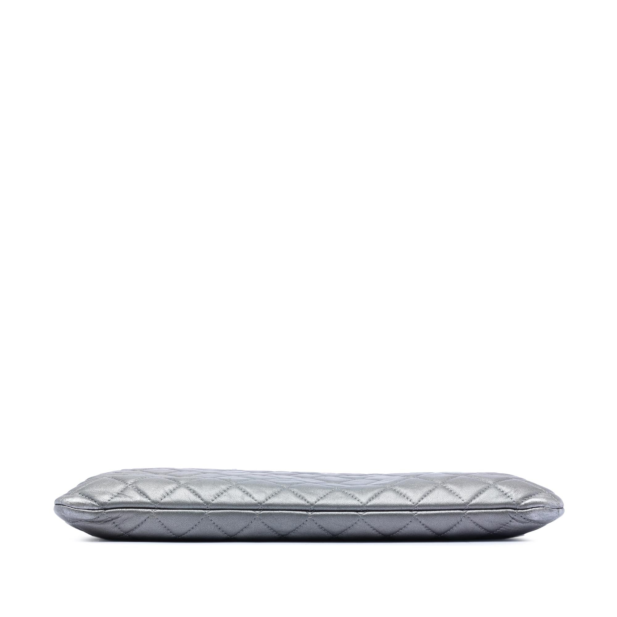 Chanel Large Quilted Metallic Lambskin O Case Clutch