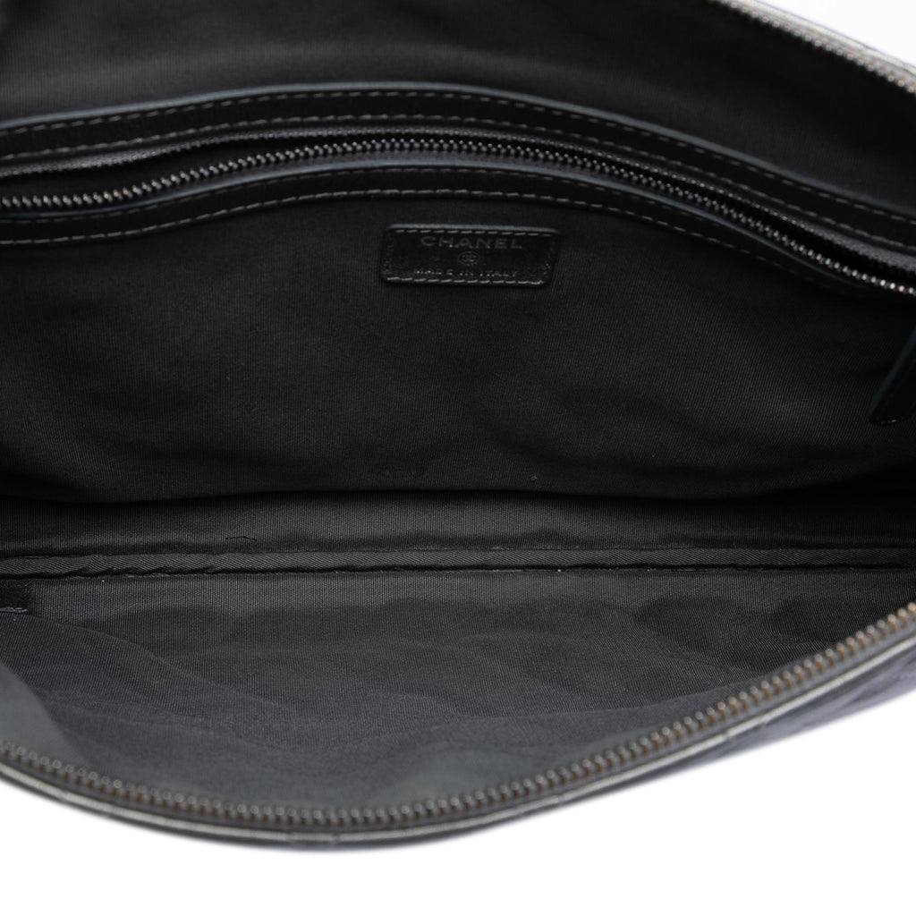 Chanel Large Quilted Metallic Lambskin O Case Clutch