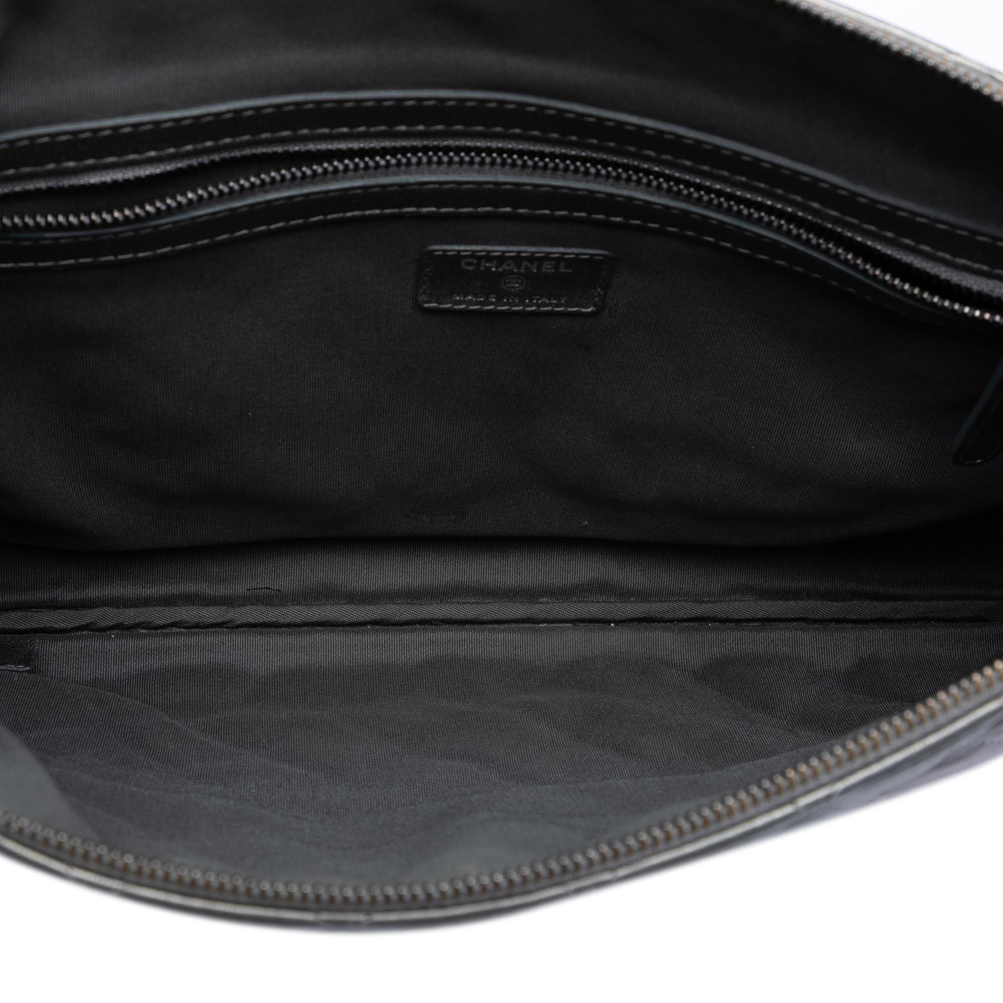 Chanel Large Quilted Metallic Lambskin O Case Clutch