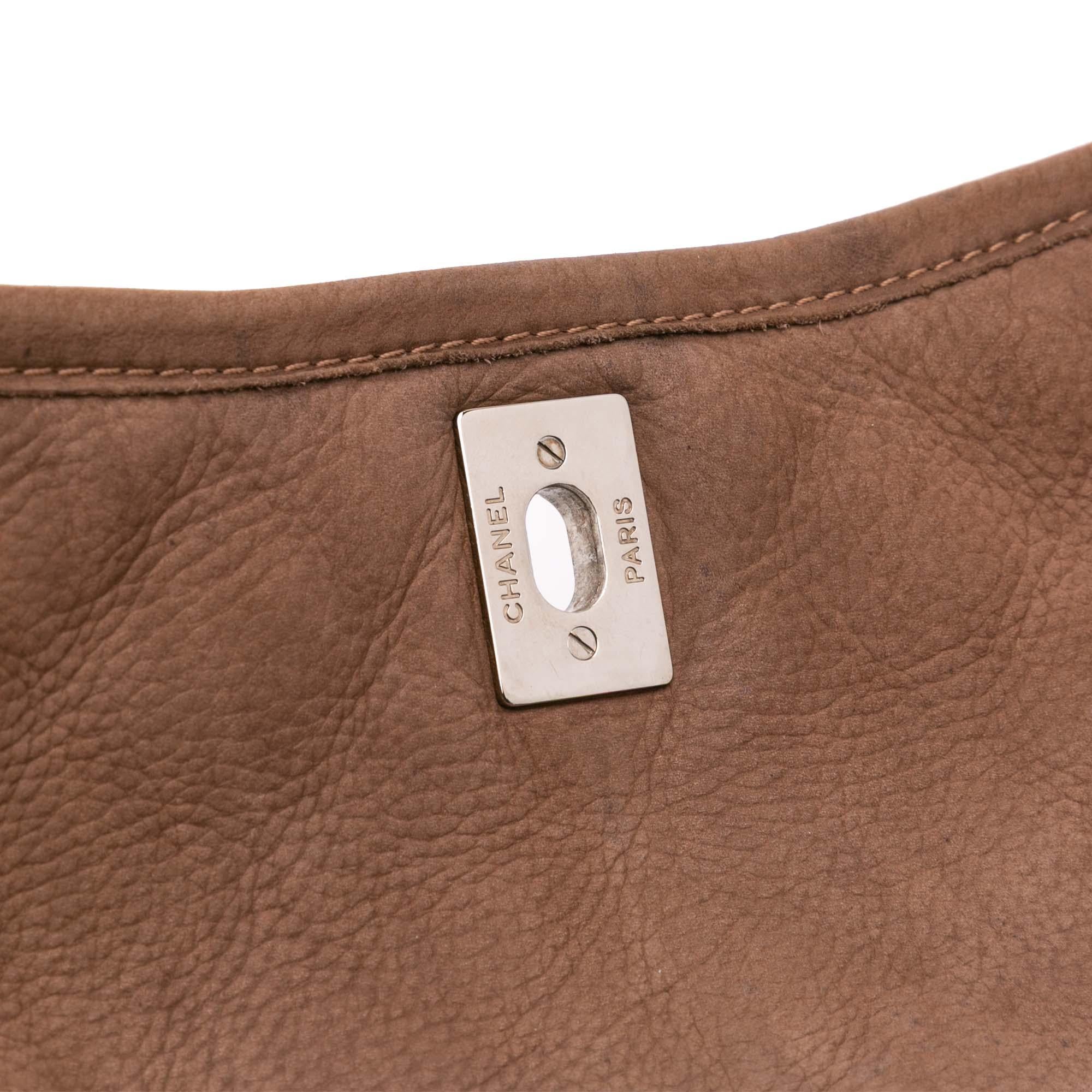 Chanel Large Quilted Nubuck Natural Beauty Split Pocket Flap