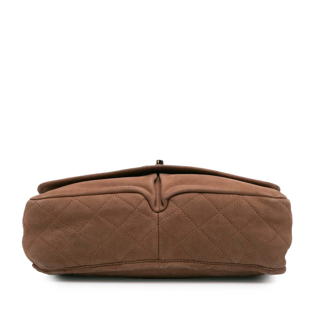 Chanel Large Quilted Nubuck Natural Beauty Split Pocket Flap