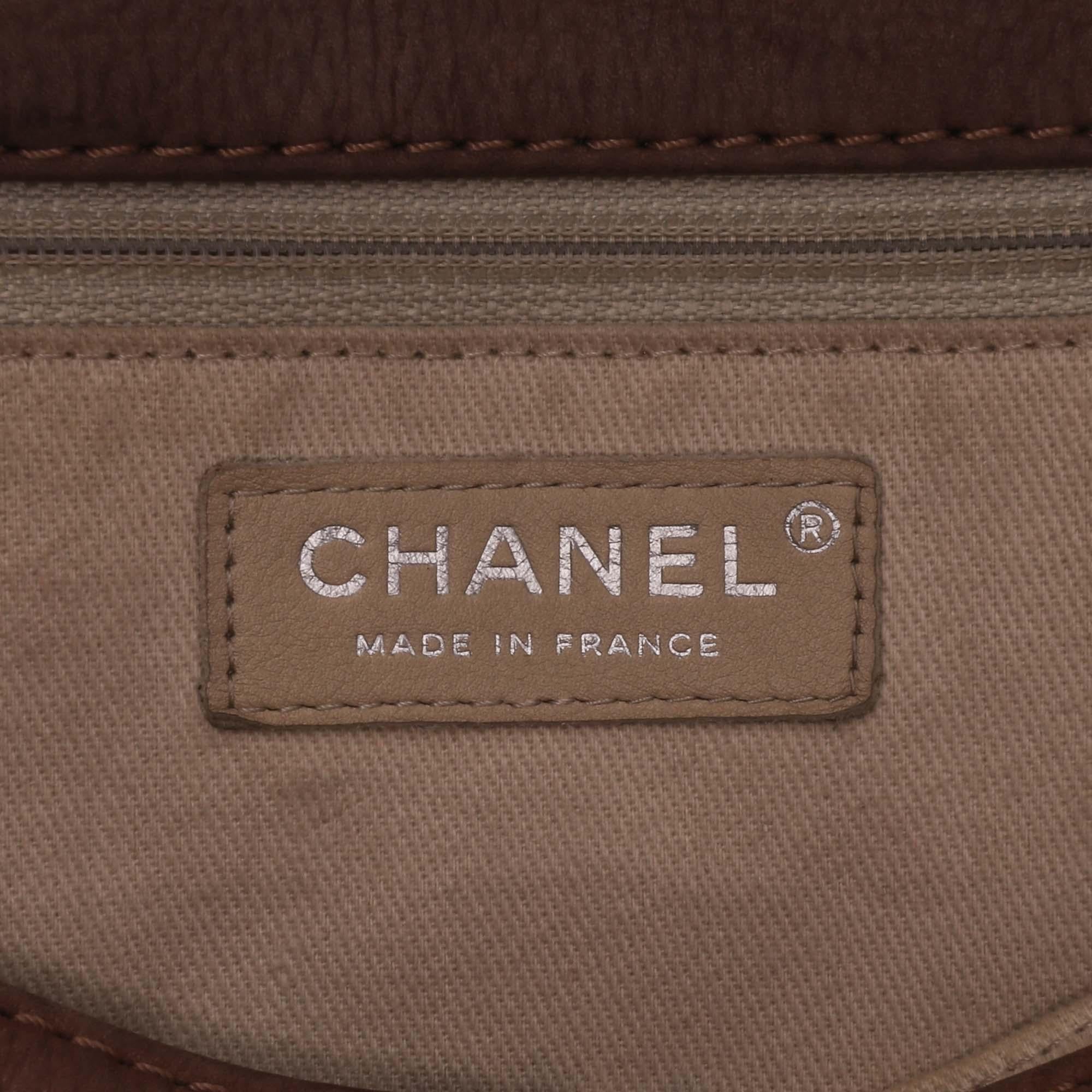 Chanel Large Quilted Nubuck Natural Beauty Split Pocket Flap