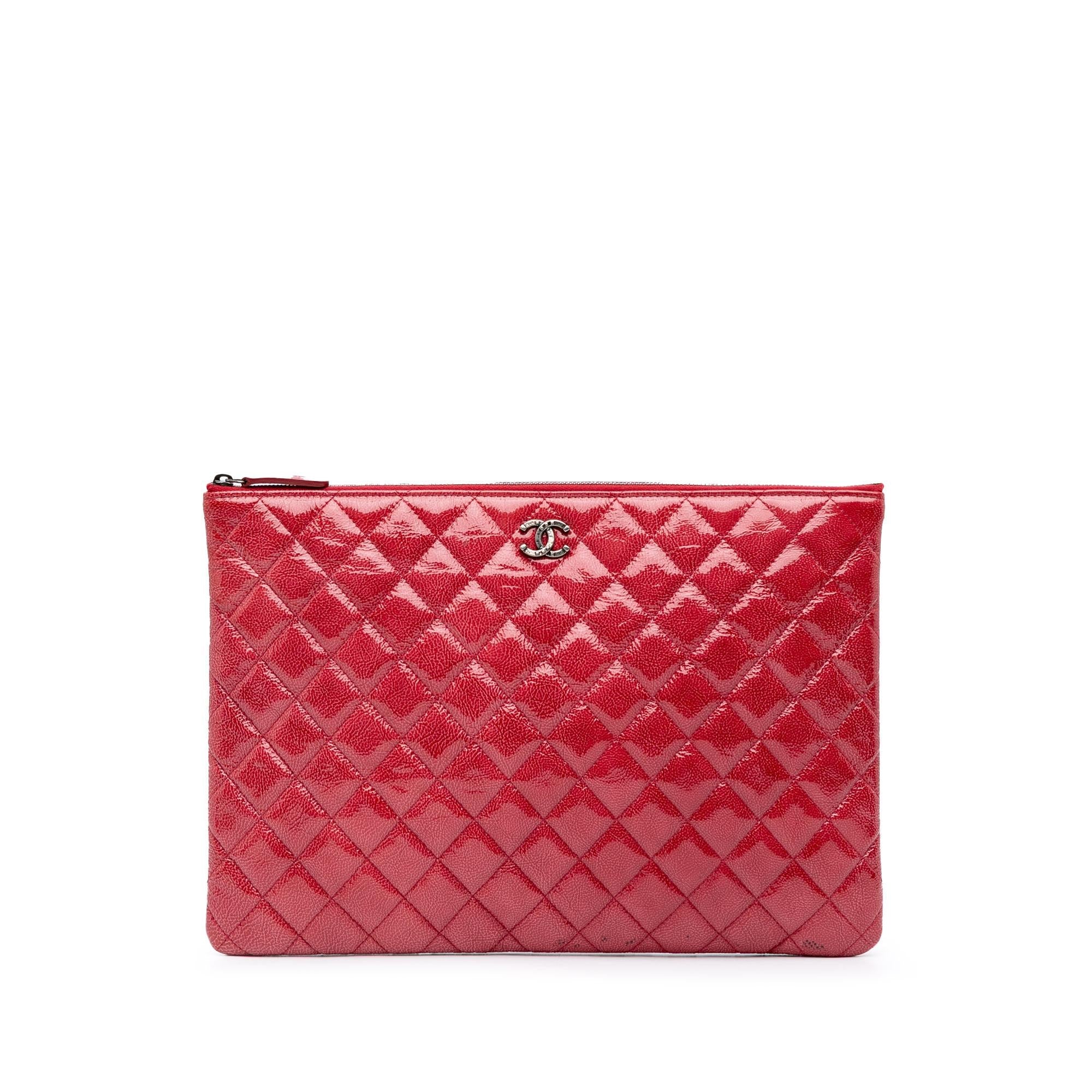 Chanel Large Quilted Patent O Case Clutch