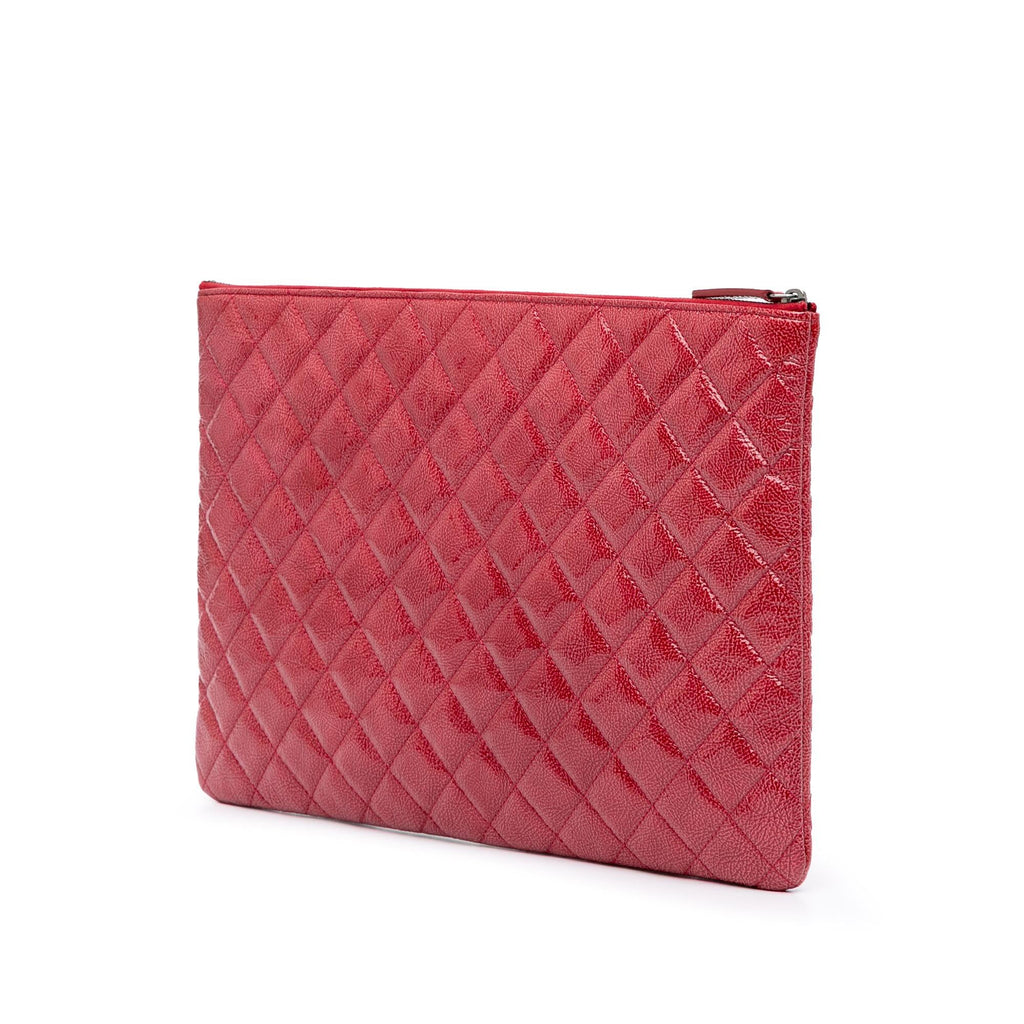Chanel Large Quilted Patent O Case Clutch