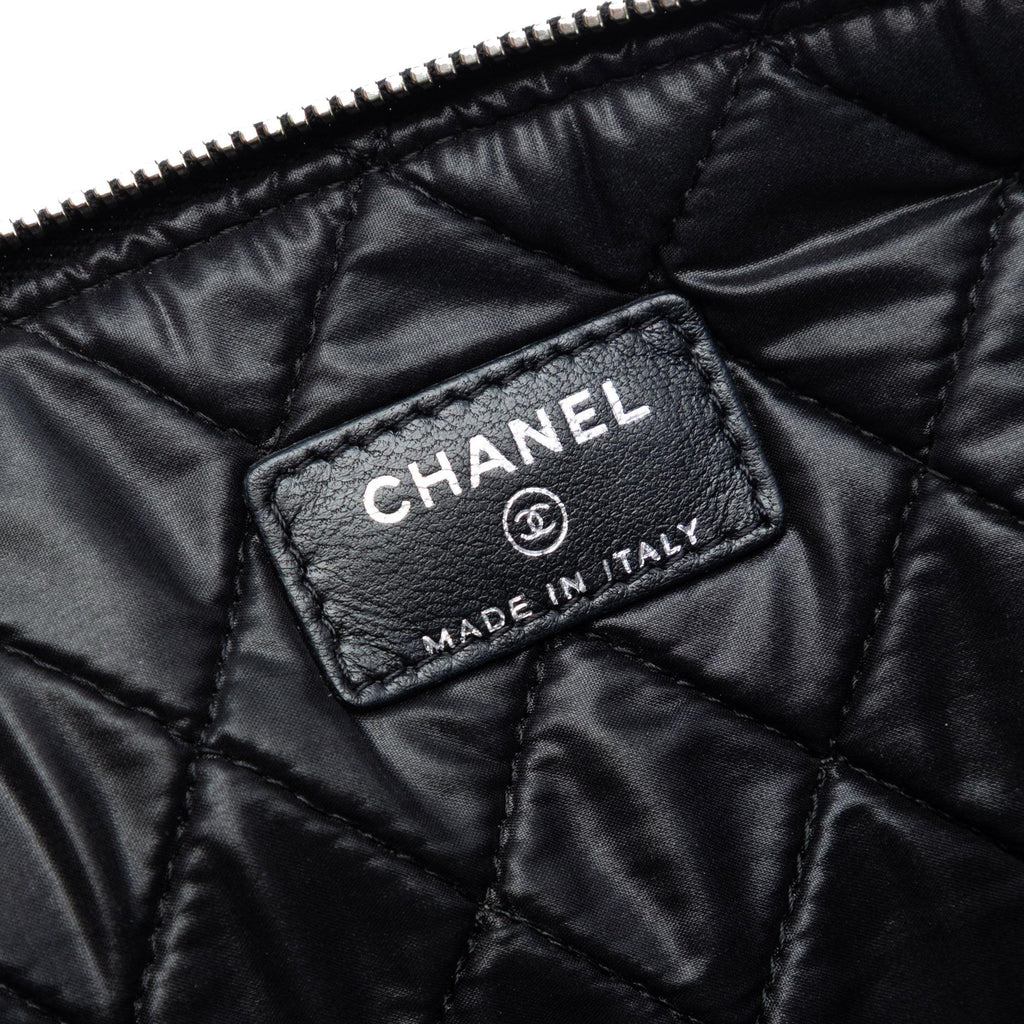 Chanel Large Quilted Tweed and Lambskin Camellia O Case Clutch
