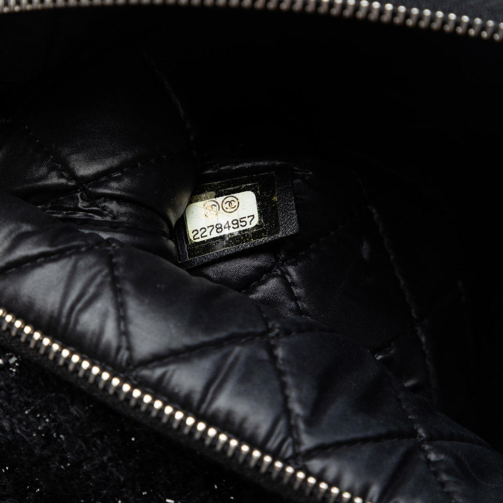 Chanel Large Quilted Tweed and Lambskin Camellia O Case Clutch