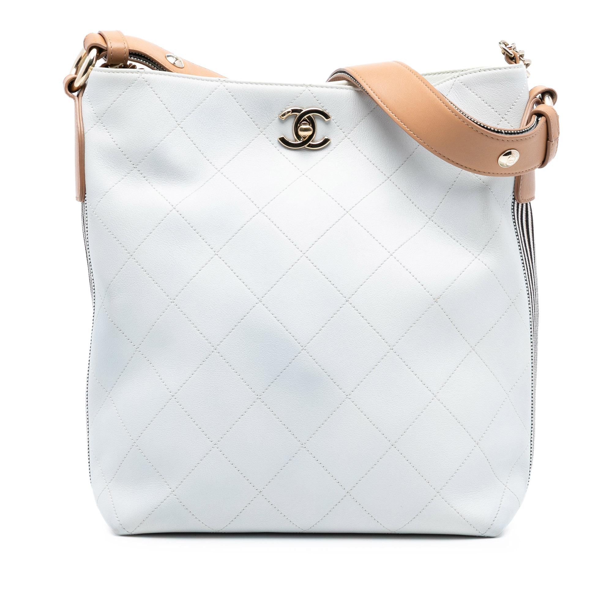 Chanel Large Stitched Calfskin Button Up Hobo