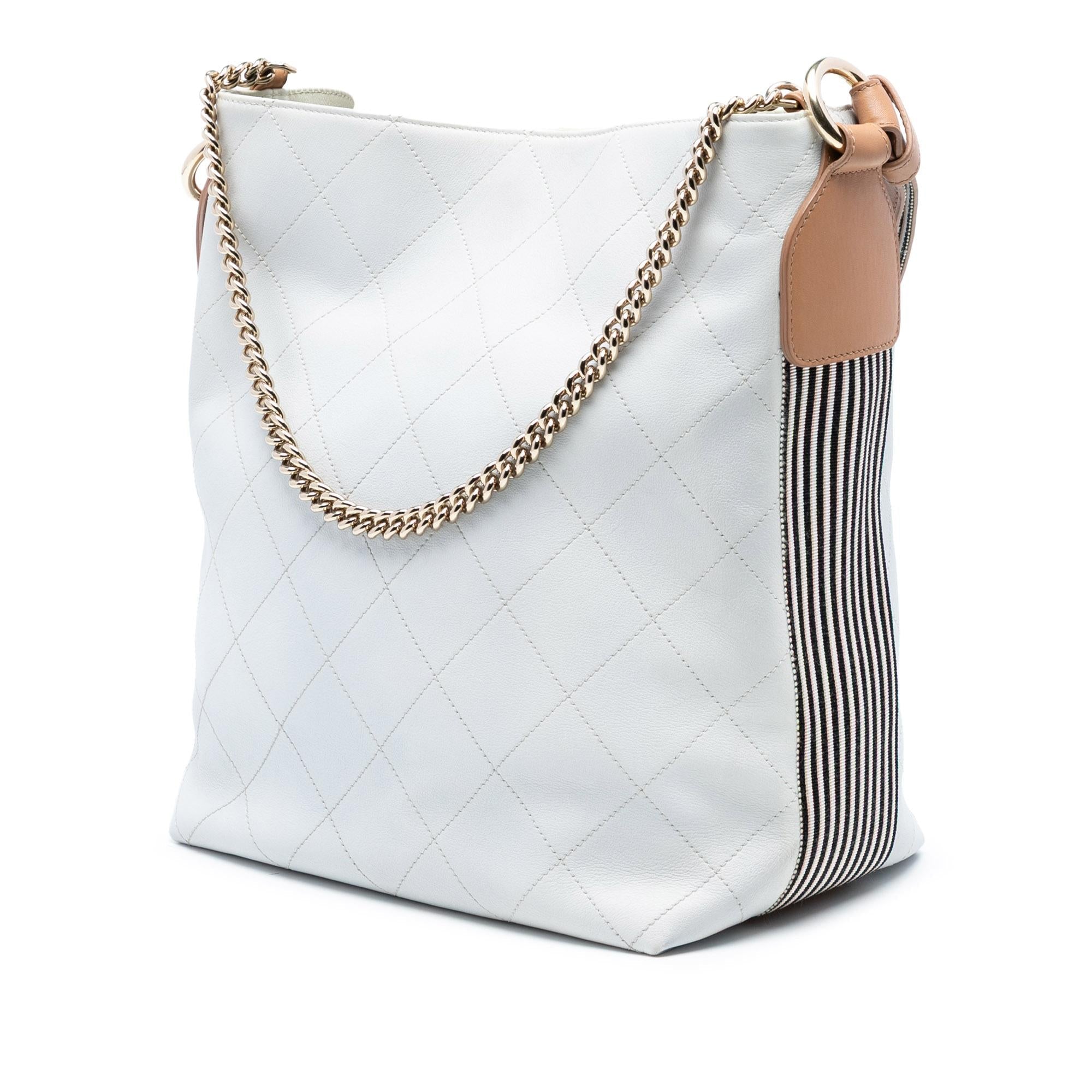 Chanel Large Stitched Calfskin Button Up Hobo