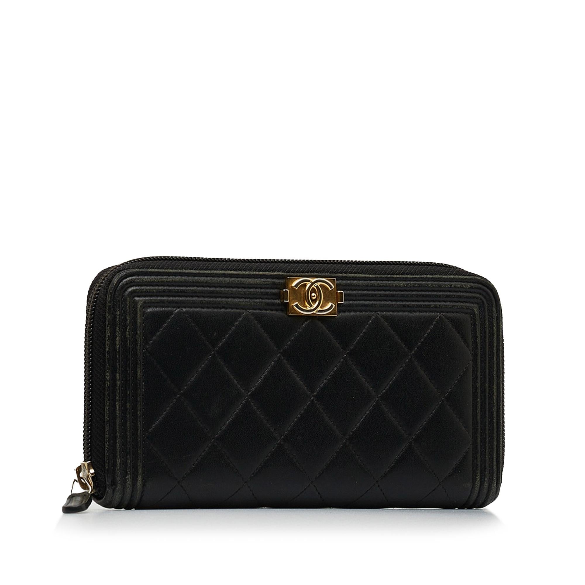 Chanel Le Boy Lambskin Leather Long Wallet (SHG-yv8OkM)
