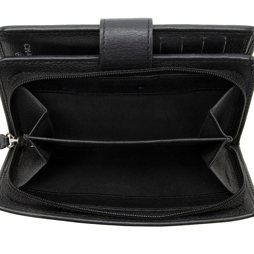 Chanel Leather Camellia CC L-Double Wallet (SHF-22204)