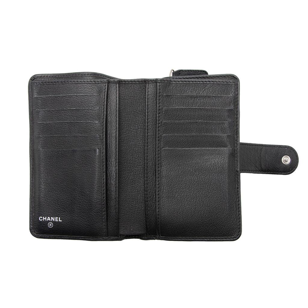 Chanel Leather Camellia CC L-Double Wallet (SHF-22204)