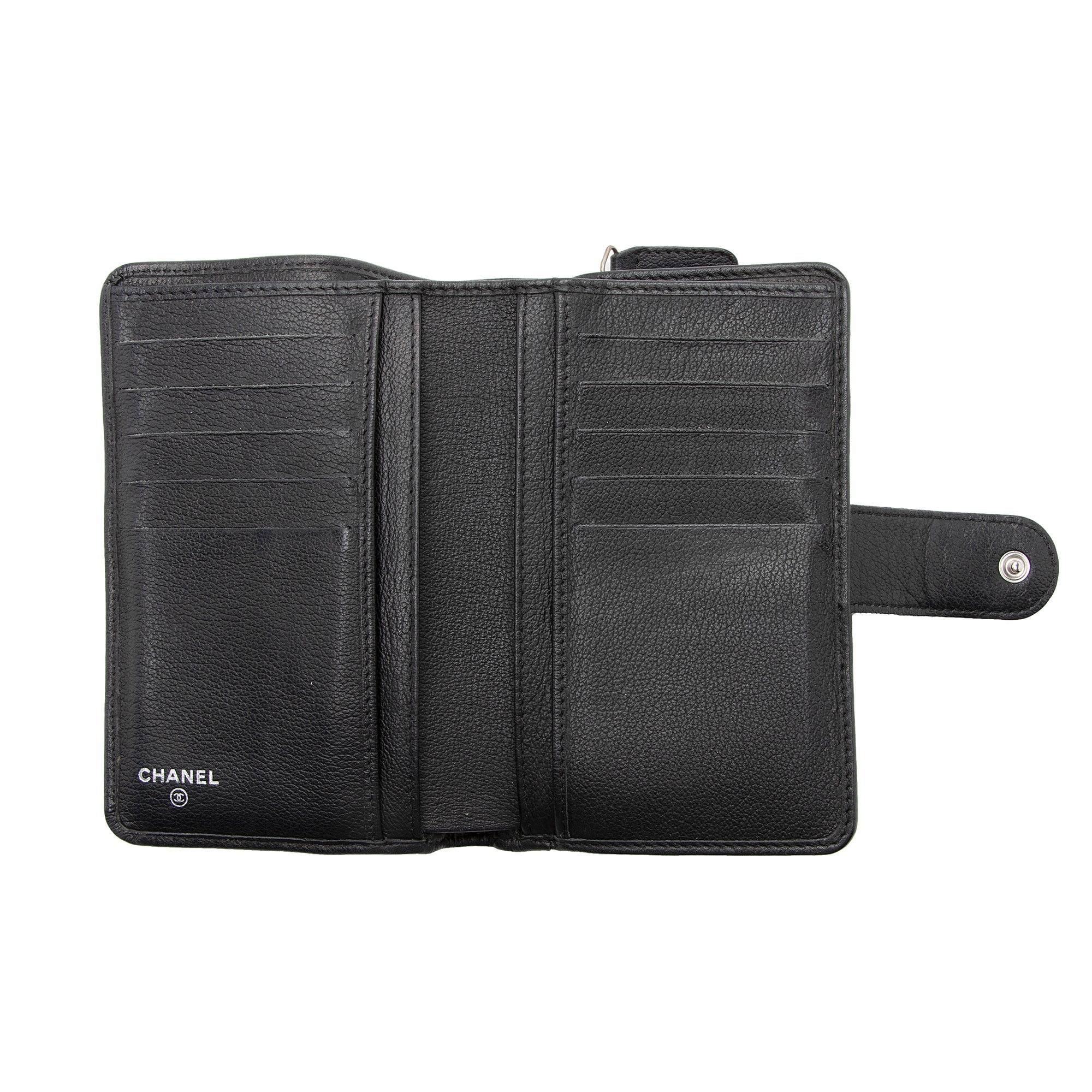 Chanel Leather Camellia CC L-Double Wallet (SHF-22204)