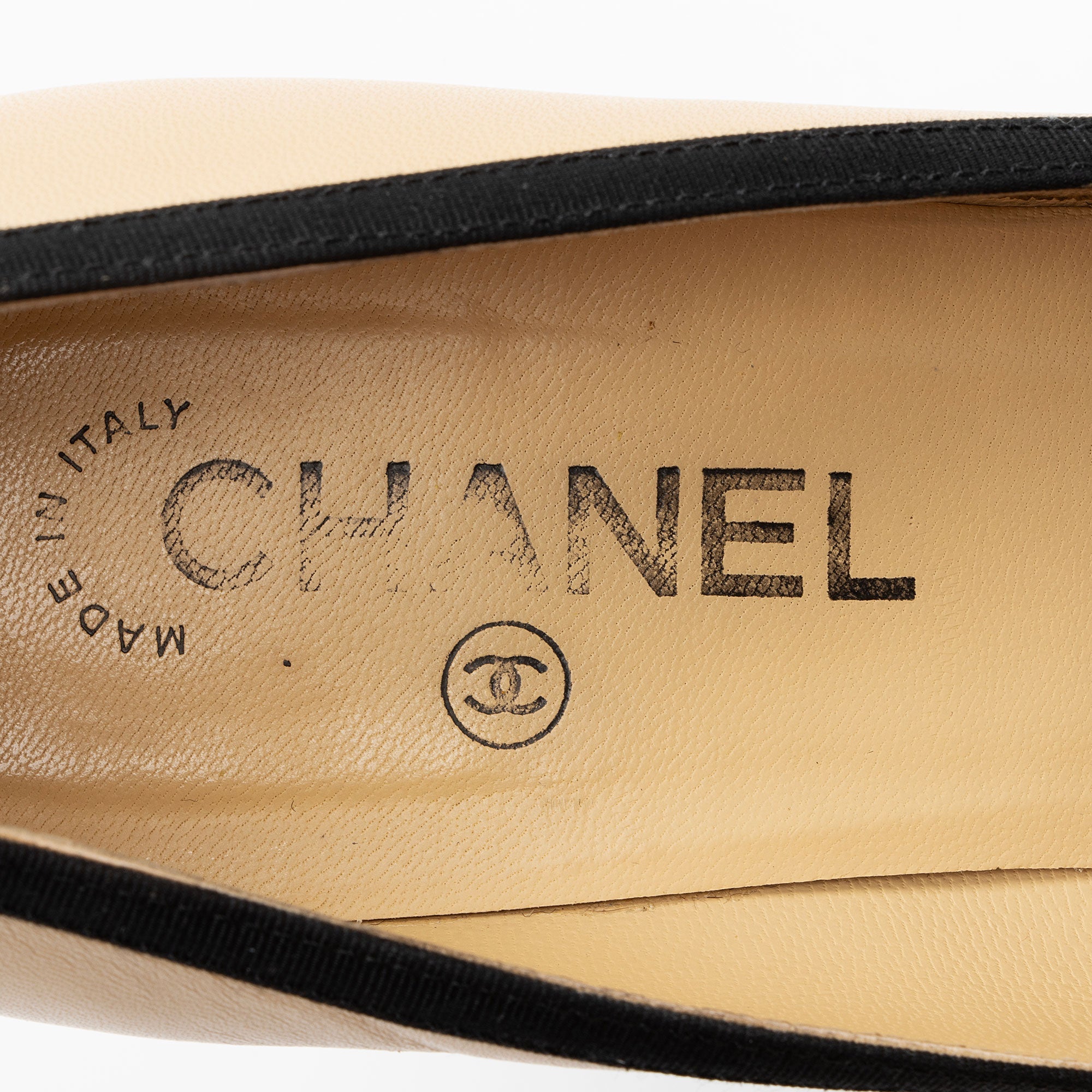 Chanel Leather Grosgrain Bow Peep Toe Pumps - Size 9.5 / 39.5